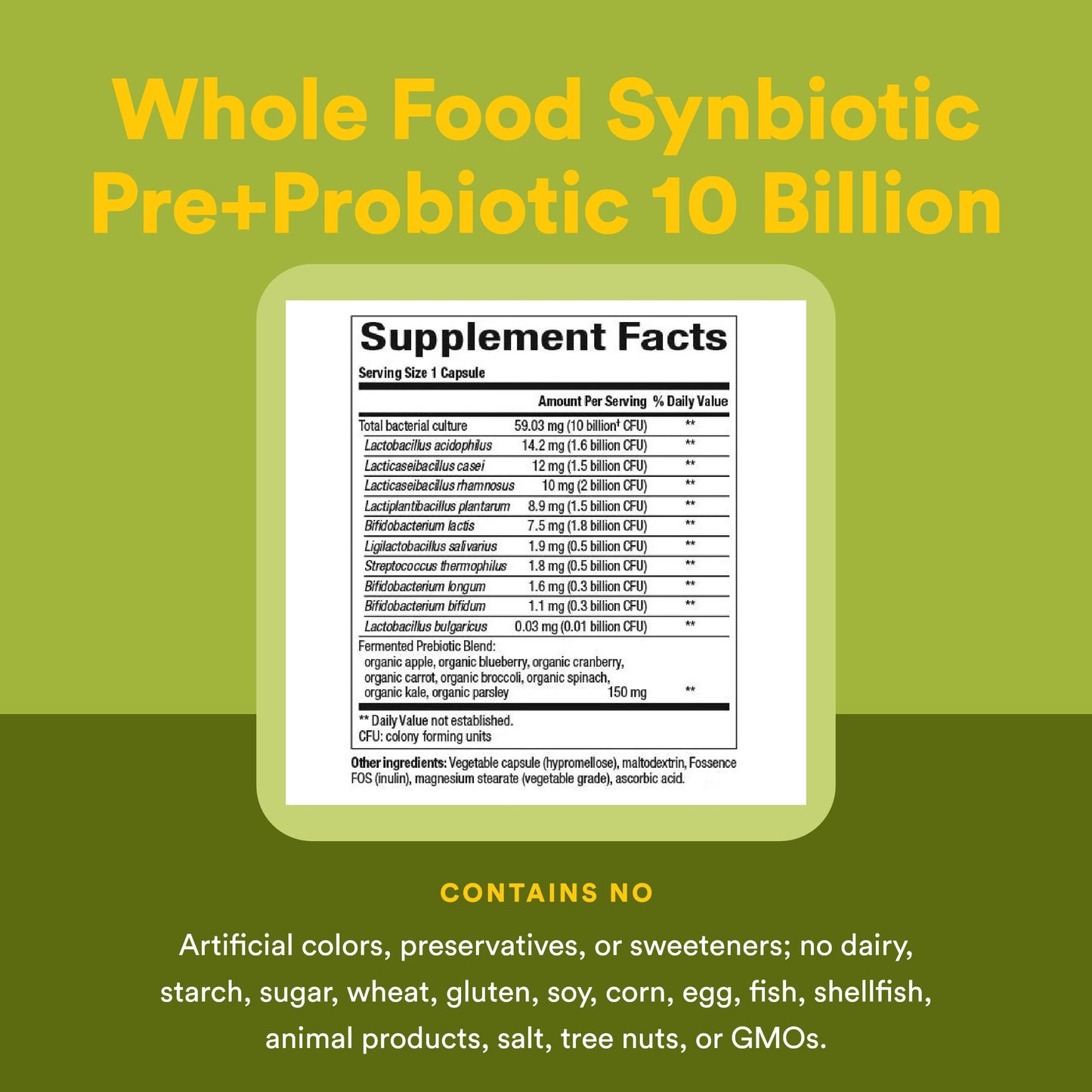 Natural Factors Whole Food Synbiotic Pre+Probiotic 10 Billion Capsules, 60 Count