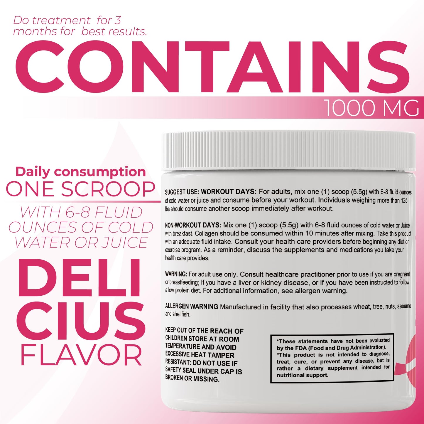 Hallusa Natural HallCollagen Collagen Peptides + Vitamin C Berry Blast Flavor, 5.82 oz Powder