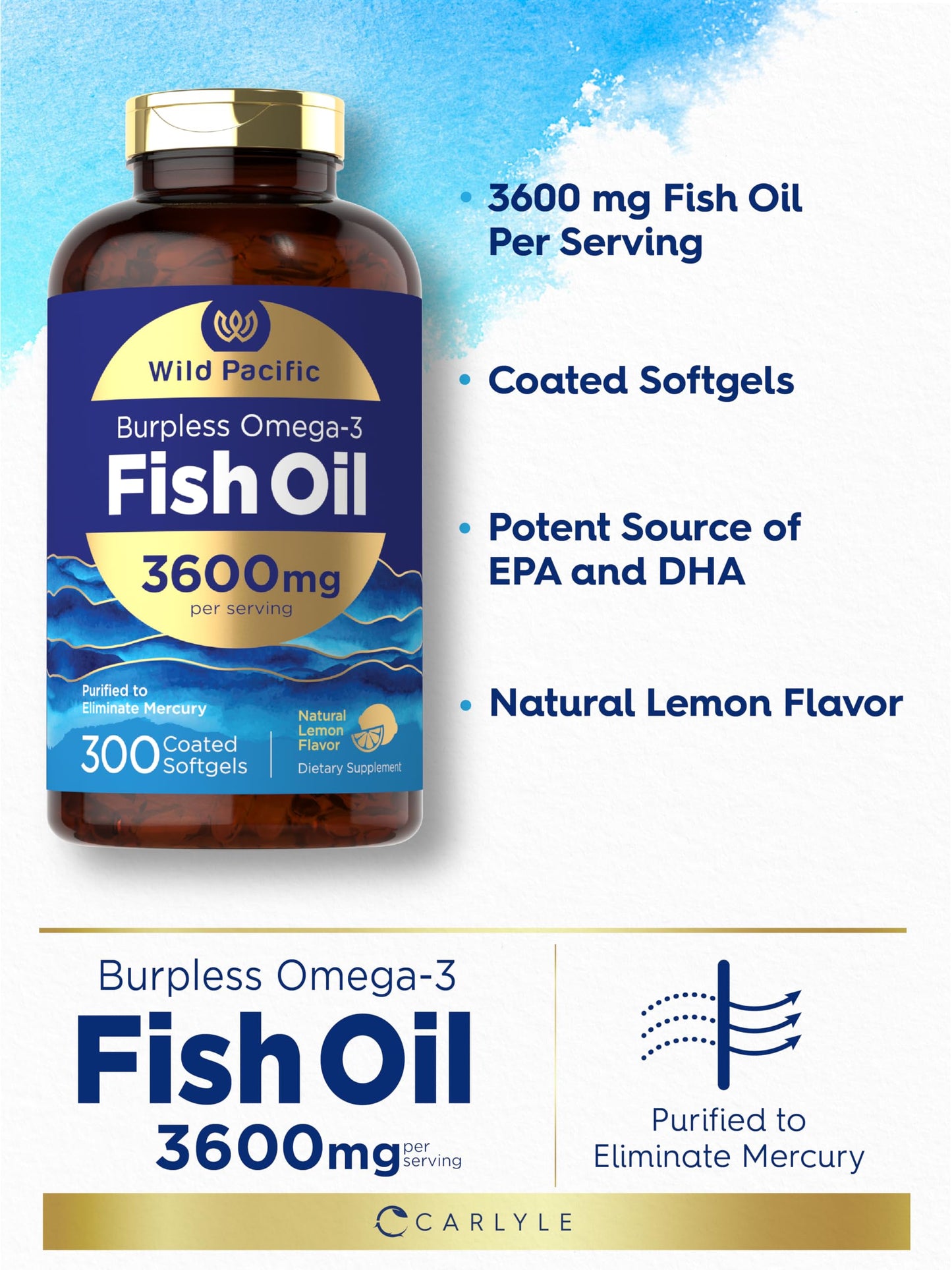 Carlyle Burpless Fish Oil 3600 mg Softgel, 300 Softgels
