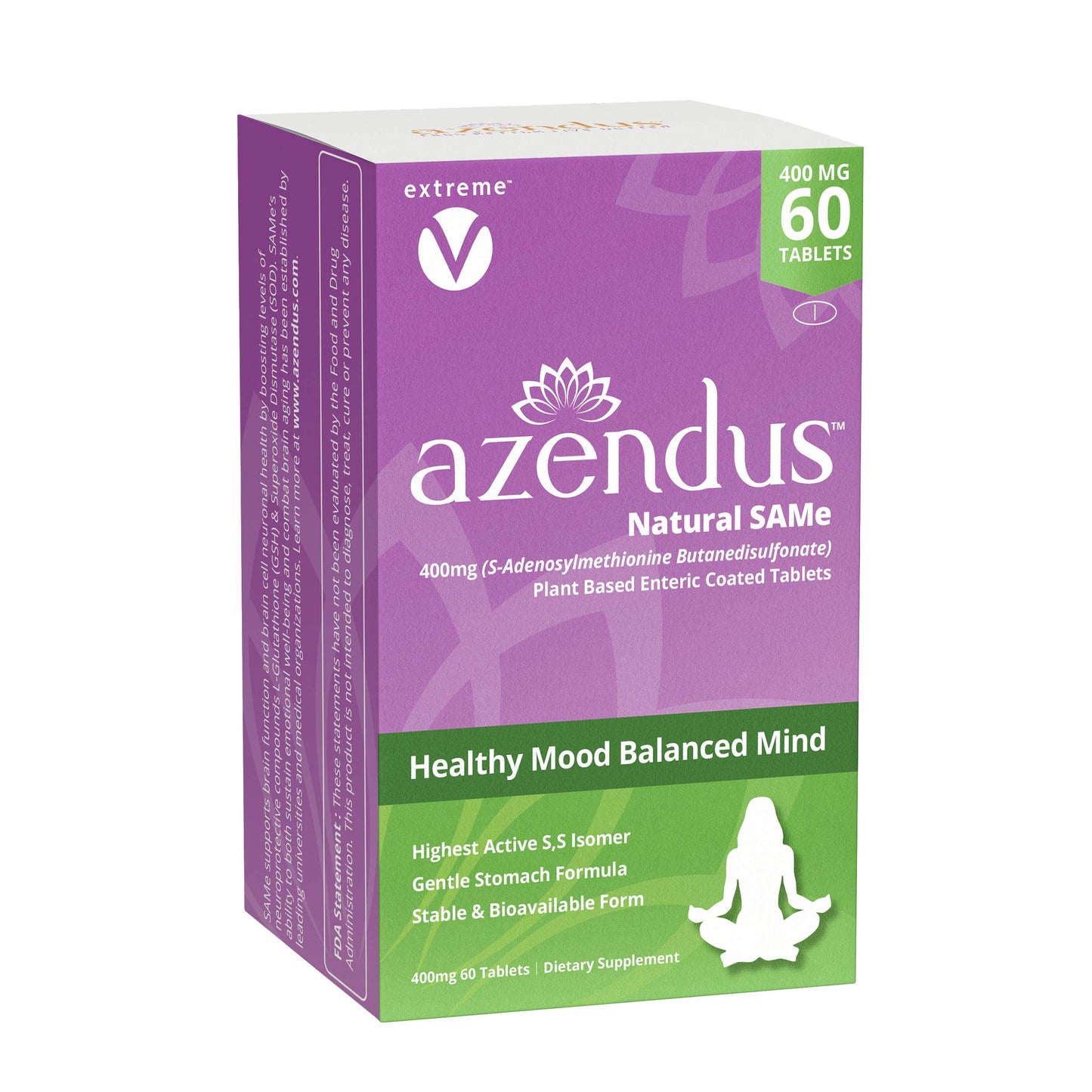 Extreme V Azendus SAM-e Mood Support 400mg Tablets, 60 Count
