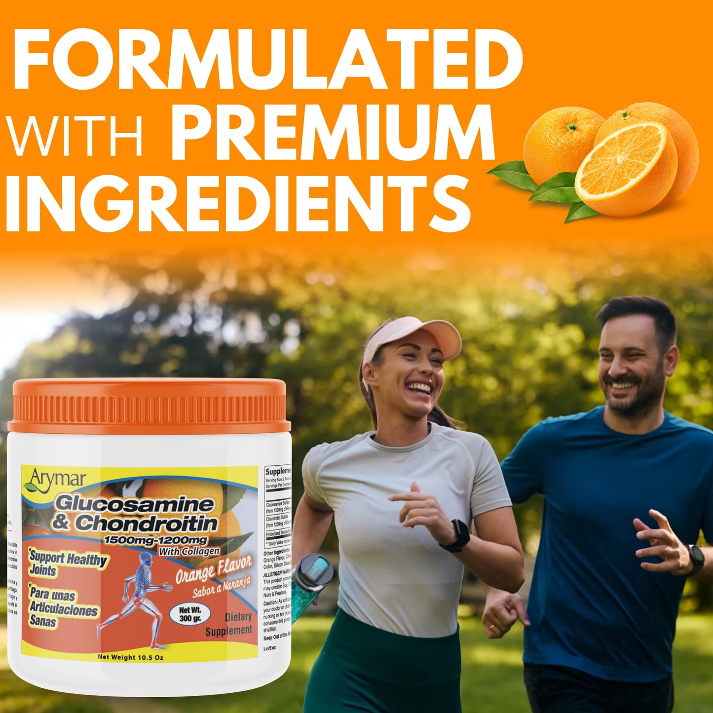 Arymar Glucosamine Chondroitin Powder, Pack of 2, 5.08 oz each
