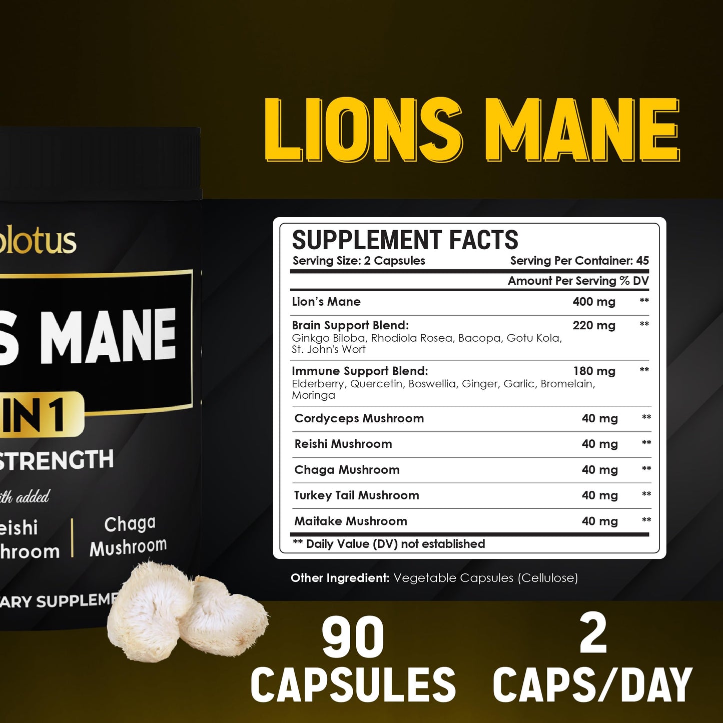 Zolotus Lions Mane Mushroom Complex 90 Capsules