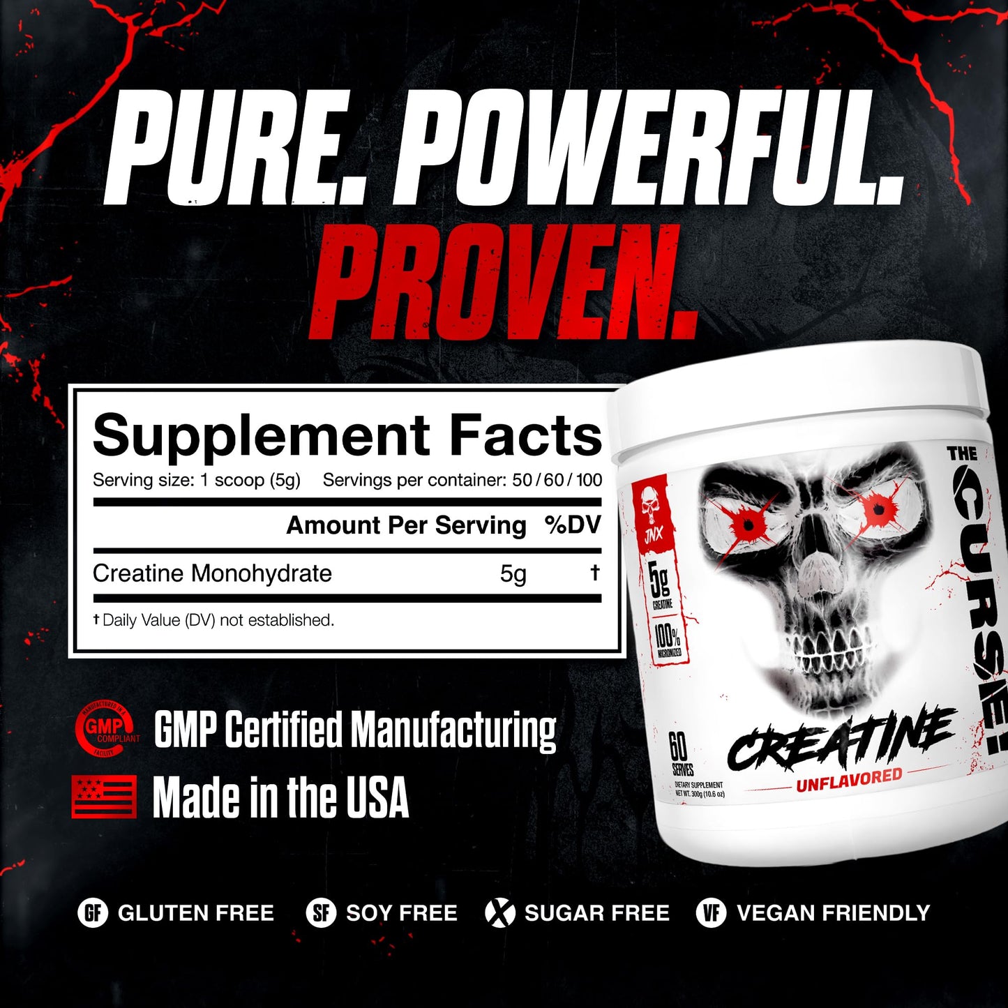 JNX SPORTS The Curse Micronized Creatine Monohydrate Unflavored 500g Powder 17.6