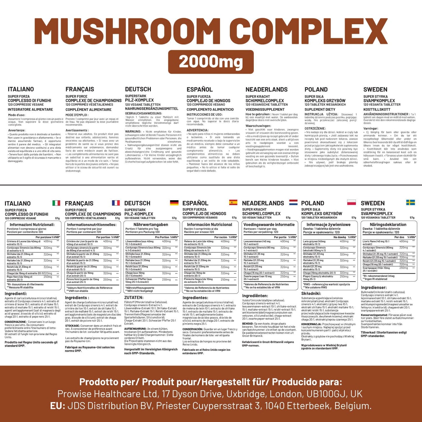 PH PROWISE Healthcare Advanced Mushroom Complex 2000mg 120 Tablets