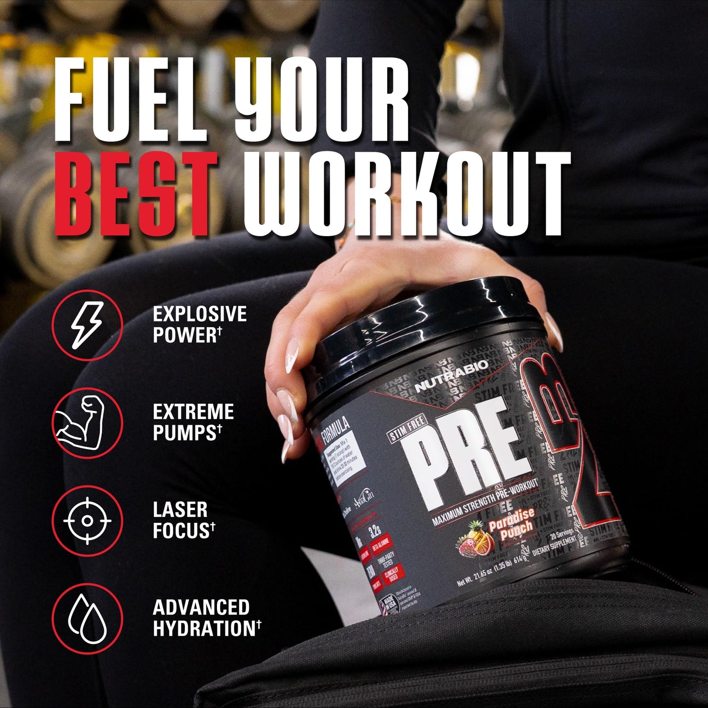 NutraBio STIM-Free PRE Workout for Men Powder Paradise Punch, 21.93