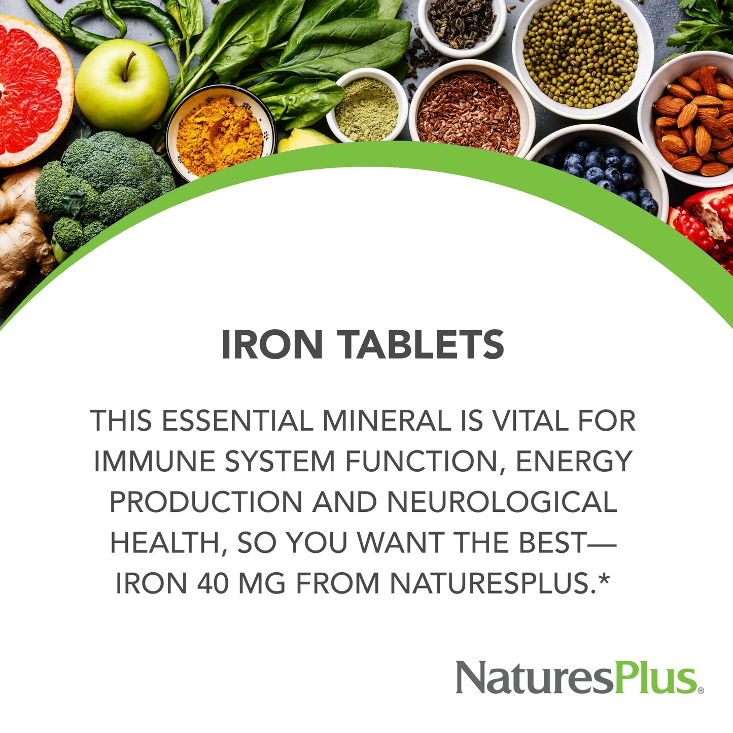 NaturesPlus Iron 40 mg Tablets 90 Count