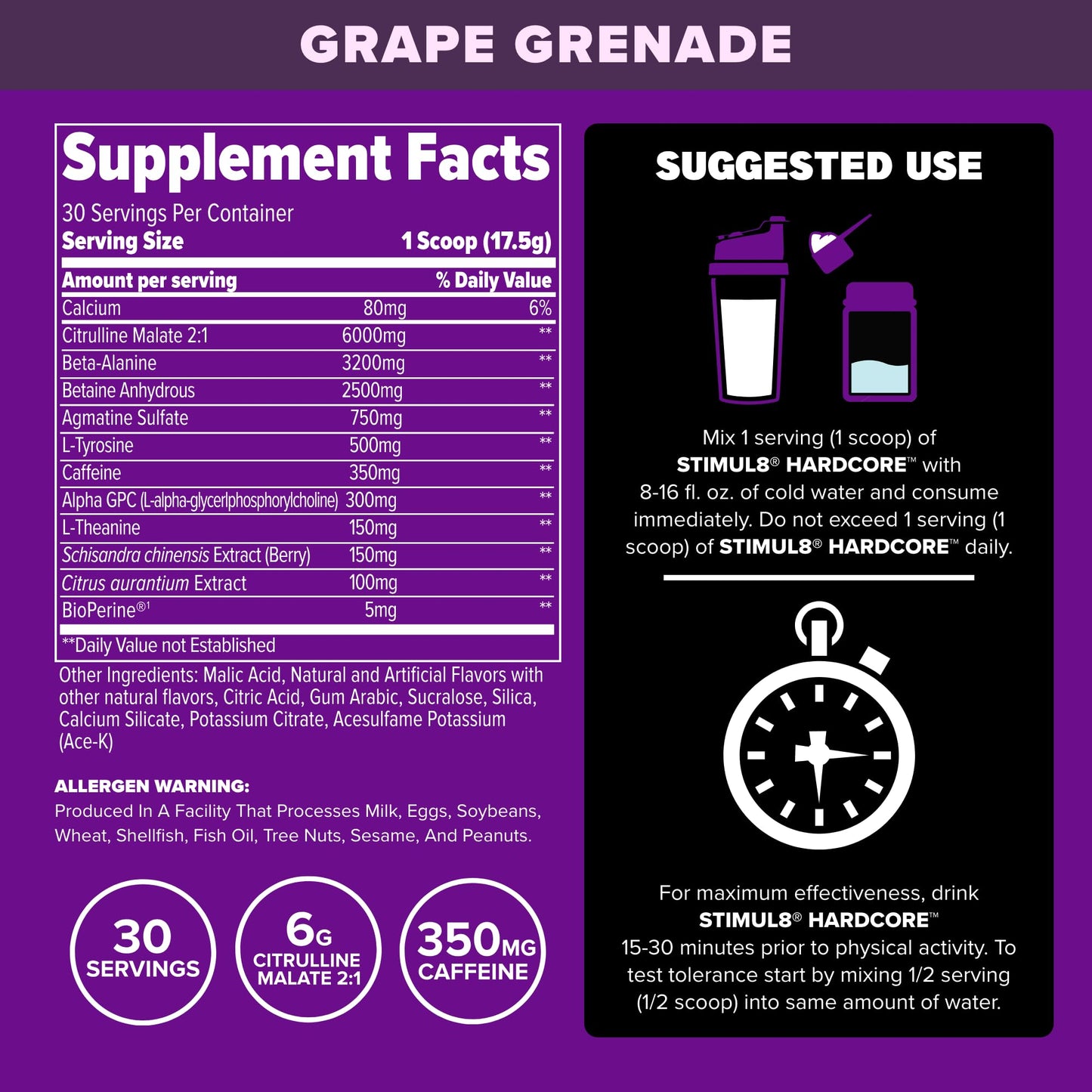 FINAFLEX STIMUL8 Hardcore Grape Grenade Powder 18.5 Ounce