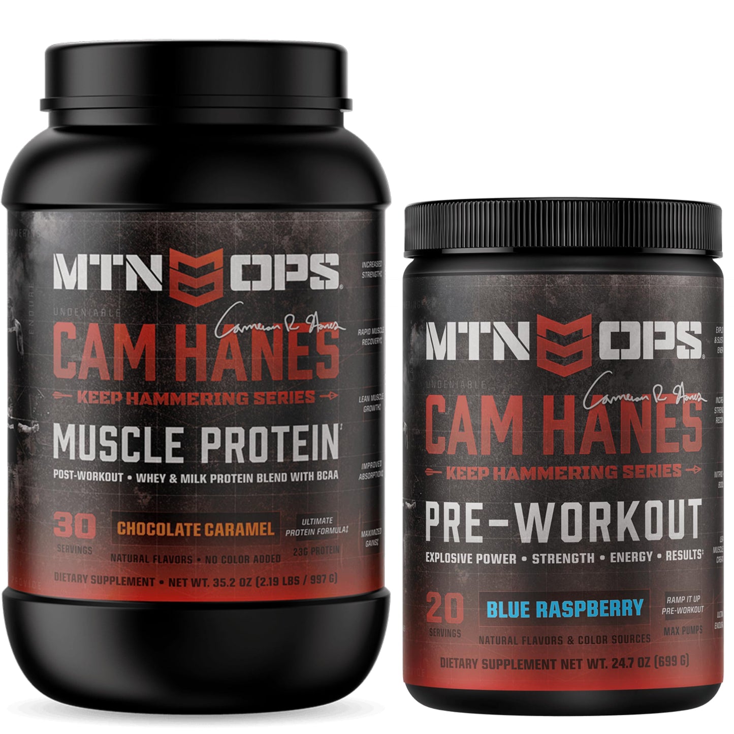 MTN OPS Cam Hanes Whey Protein Powder & Pre-Workout Bundle