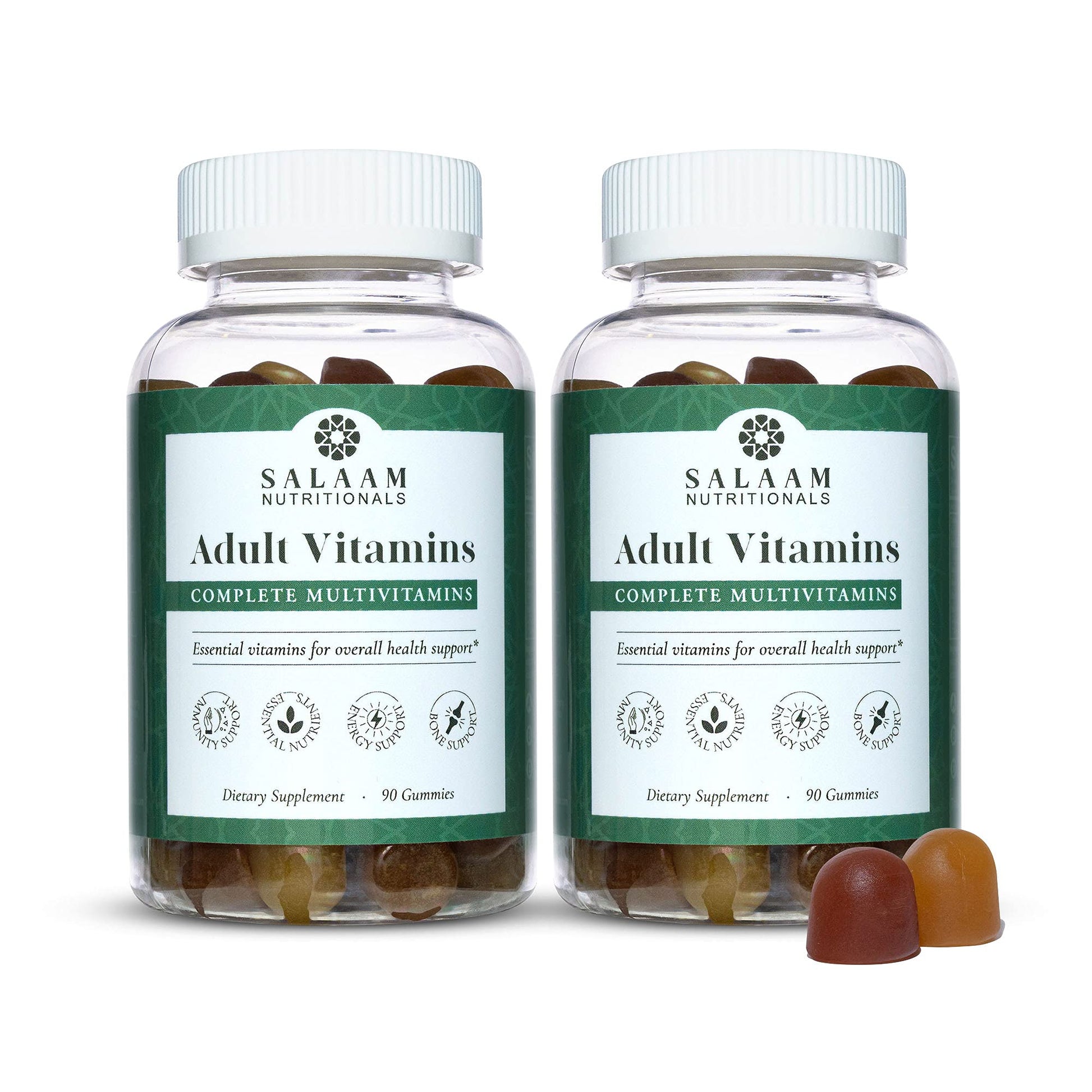Salaam Nutritionals Adult Multivitamins Gummies for Women and Men, 11 Essential Vitamins and Minerals, Chewables, 90 Count, 2 Packs