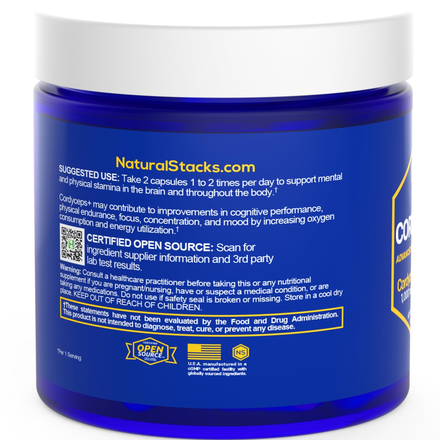 Natural Stacks Cordyceps Mushroom Capsules, 60 Count