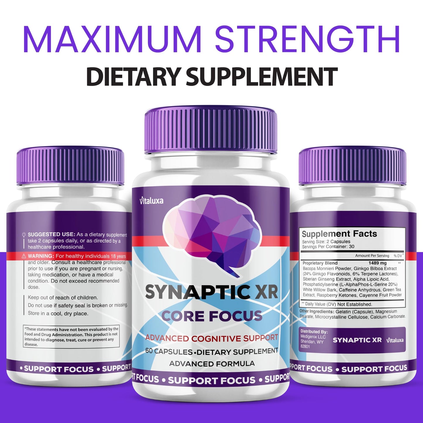 Vitaluxa Synaptic XR Core Focus Capsules, 120 Capsules
