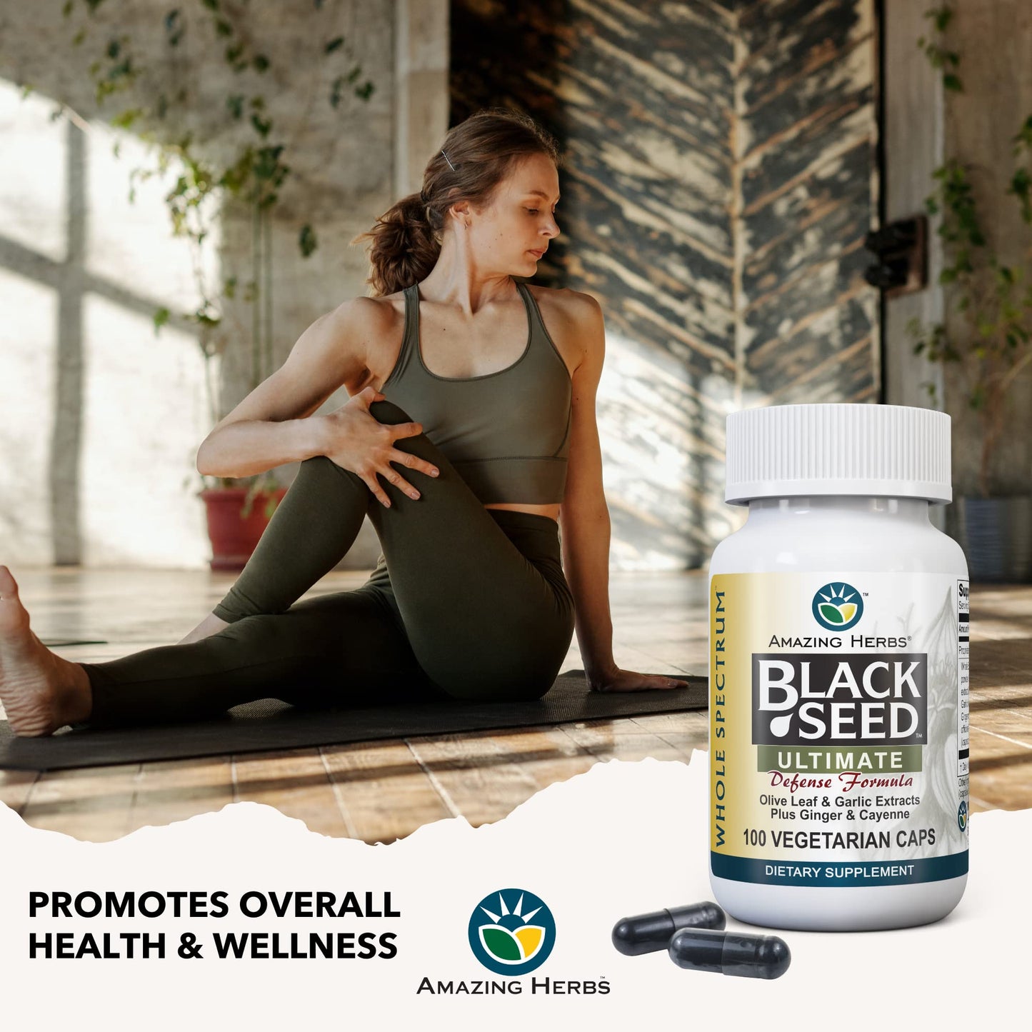 Amazing Herbs Whole Spectrum Black Seed Ultimate Capsules, 200 Capsules