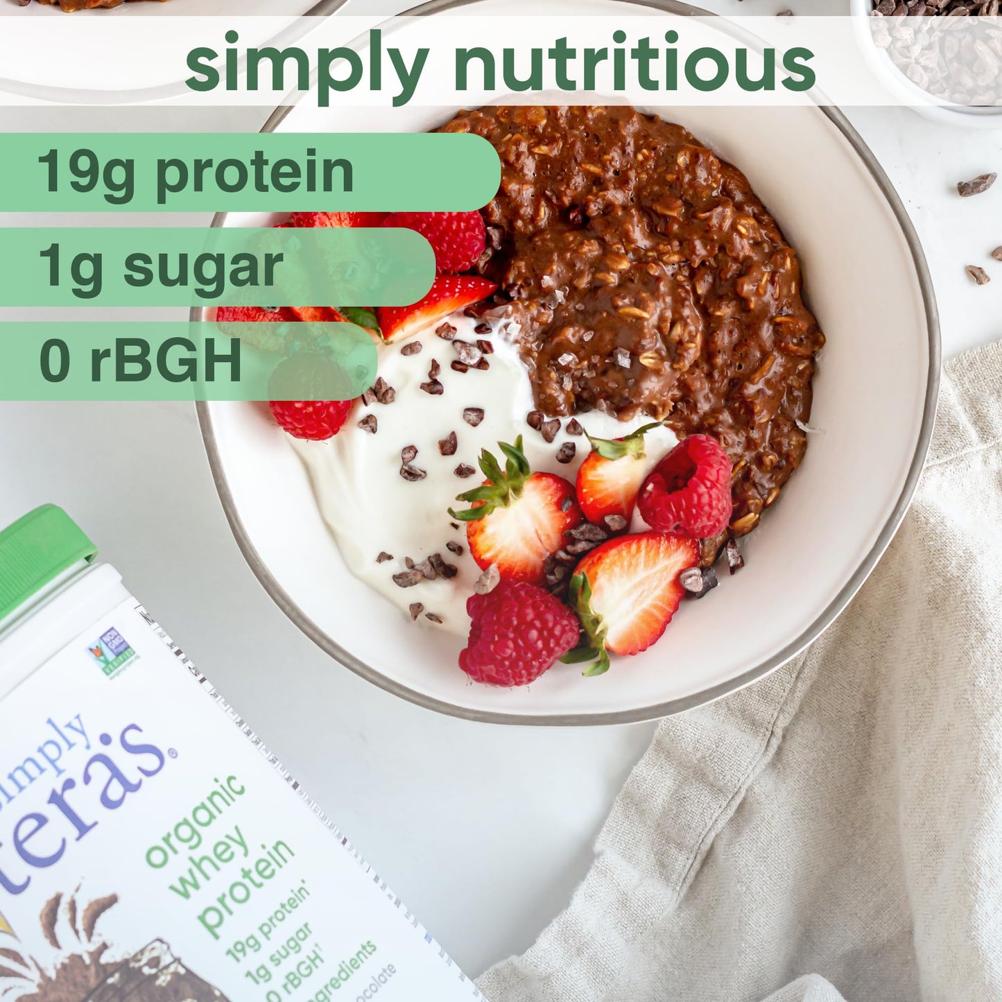 Simply Tera's Organic Whey Protein Powder, Grass Fed, Dark Chocolate, 12 oz