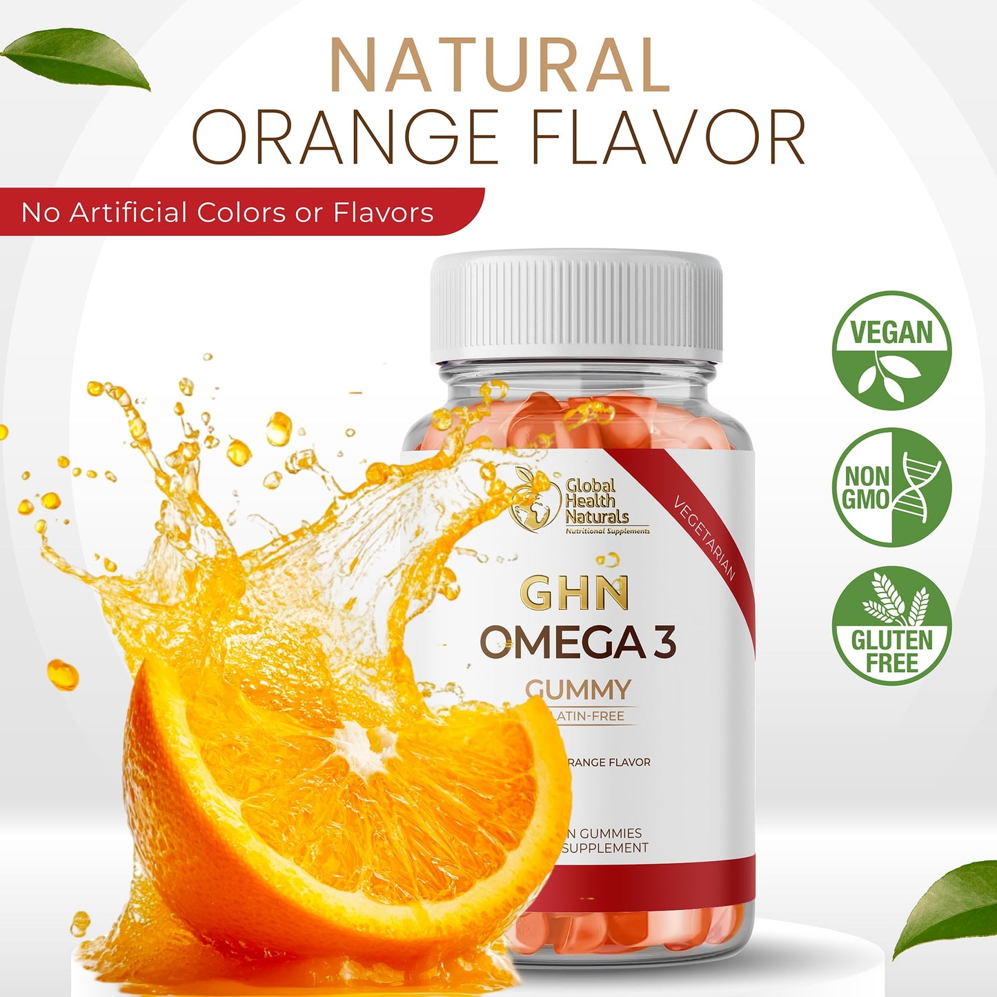 Global Health Naturals Nutritional Supplements Vegan Omega 3 Gummies Flaxseed Oil Omega 3 6 9 ALA – Pectin-Based Chewable, 60 Count
