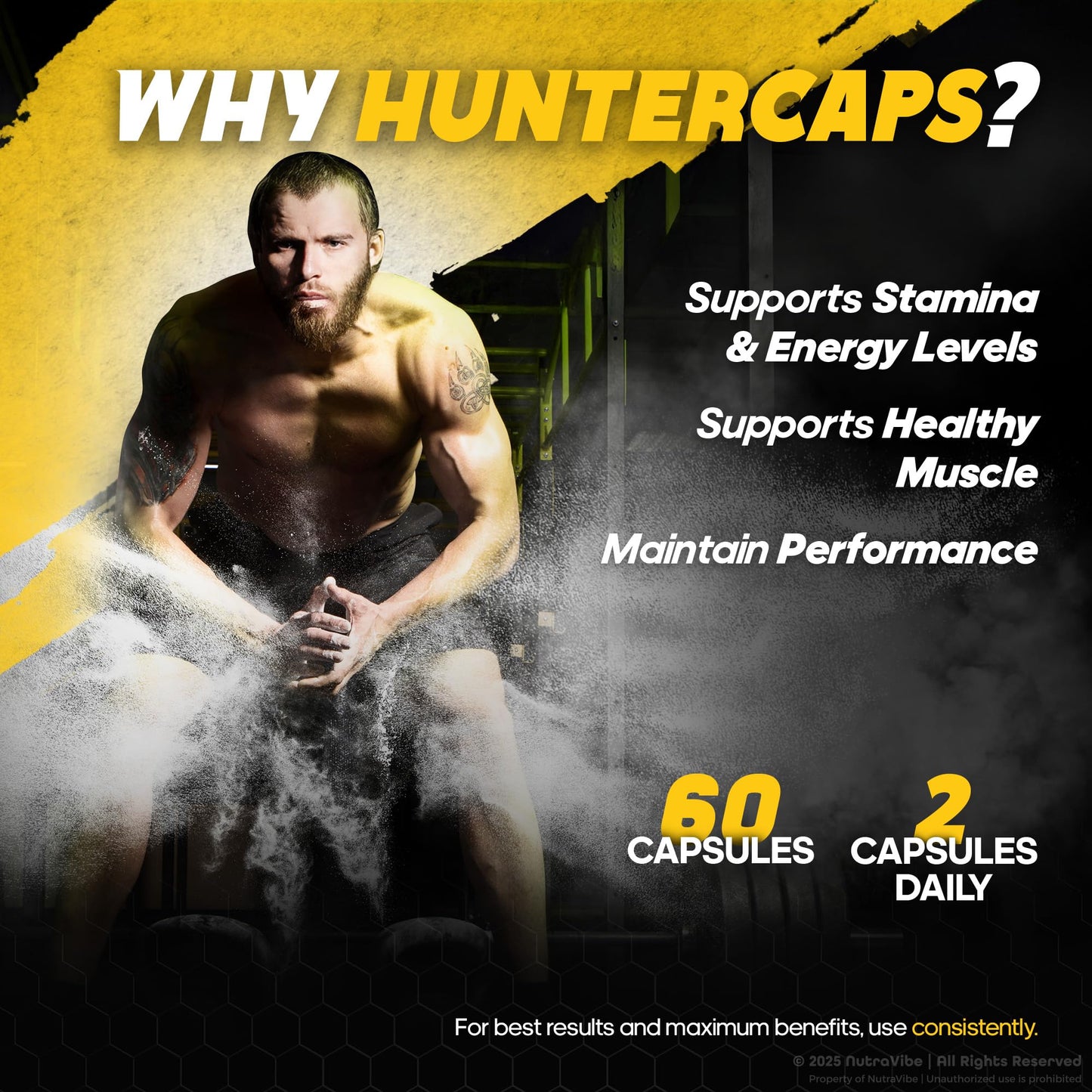 NutraVibe Hunter Caps for Men Capsules 180 Capsules
