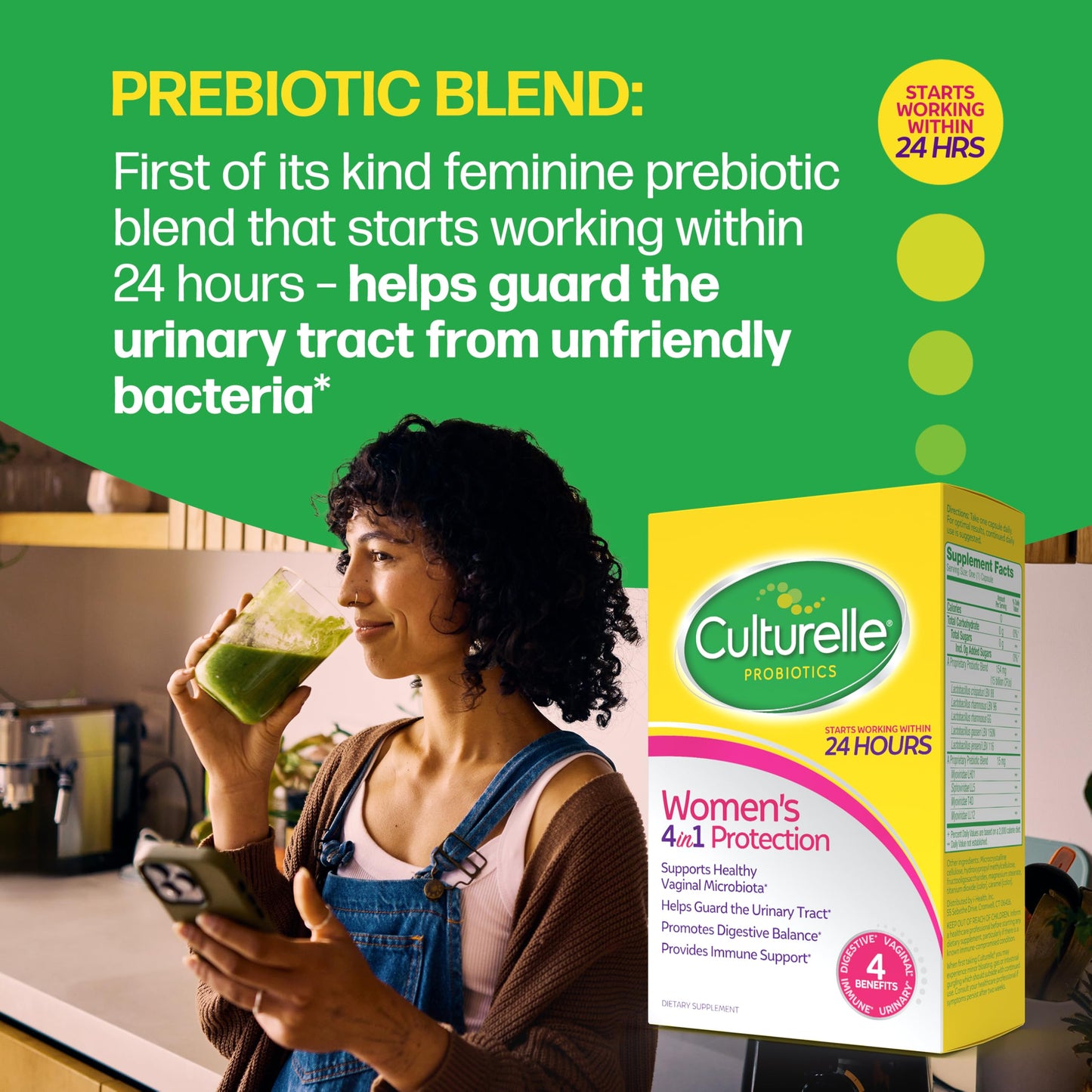 Culturelle Probiotics for Women with Prebiotics, 4-in-1 Benefits Capsule, 30 Count