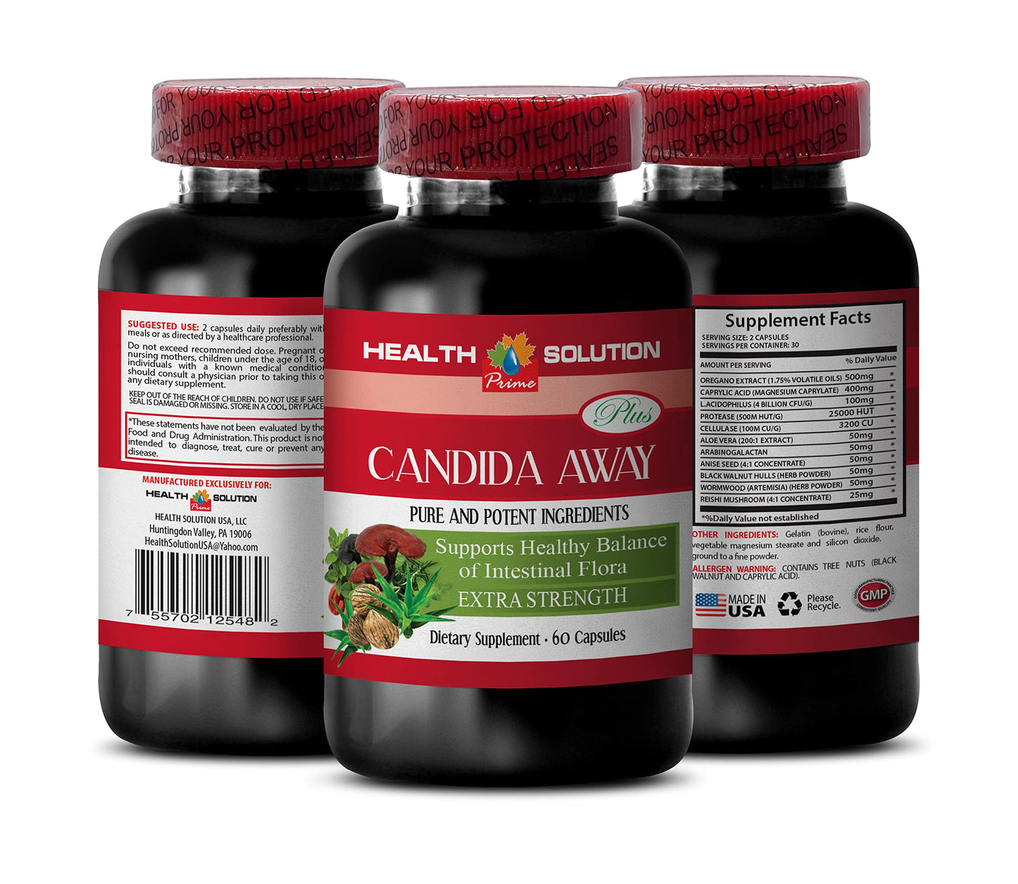 Health Solution Prime Natural Detox Pills Candida Away Plus Candida Quick Cleanse Candida Support Capsules 60 Capsules
