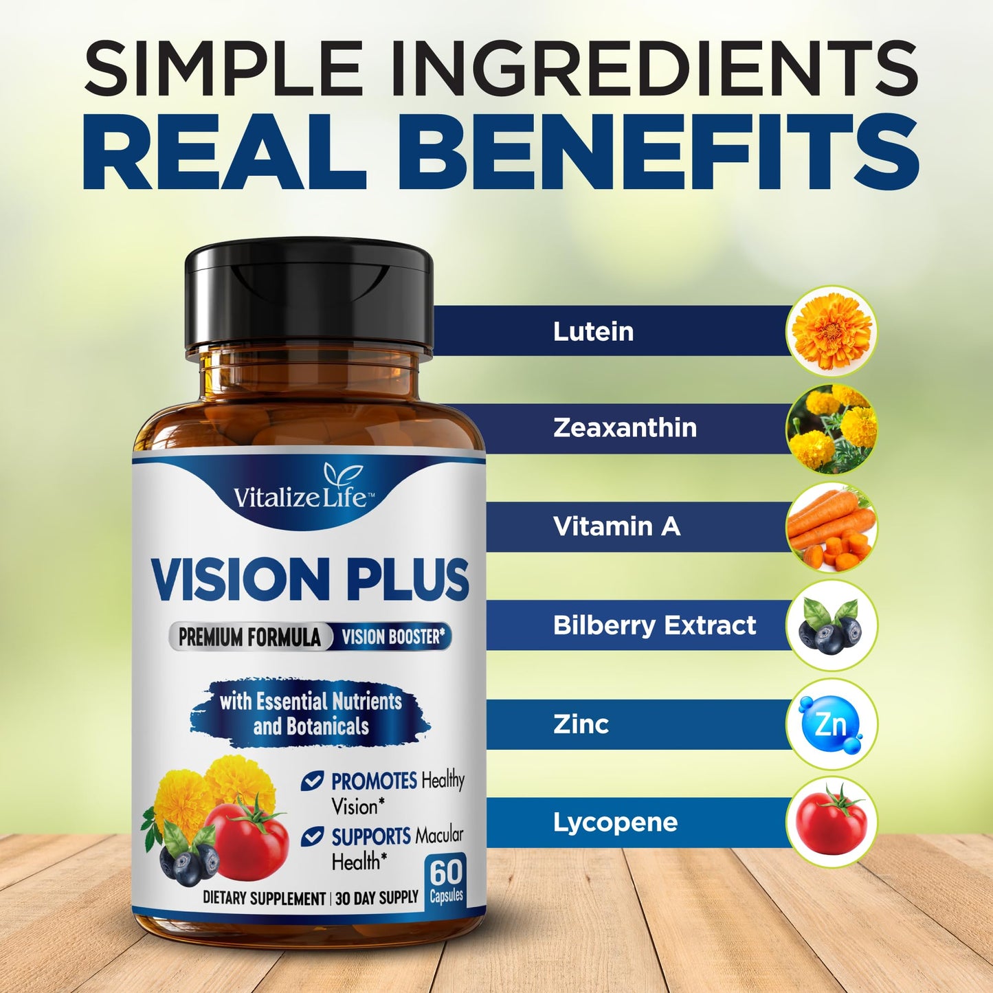 Vitalize Life Vision Plus Complete Eye Supplements, 60 Capsules