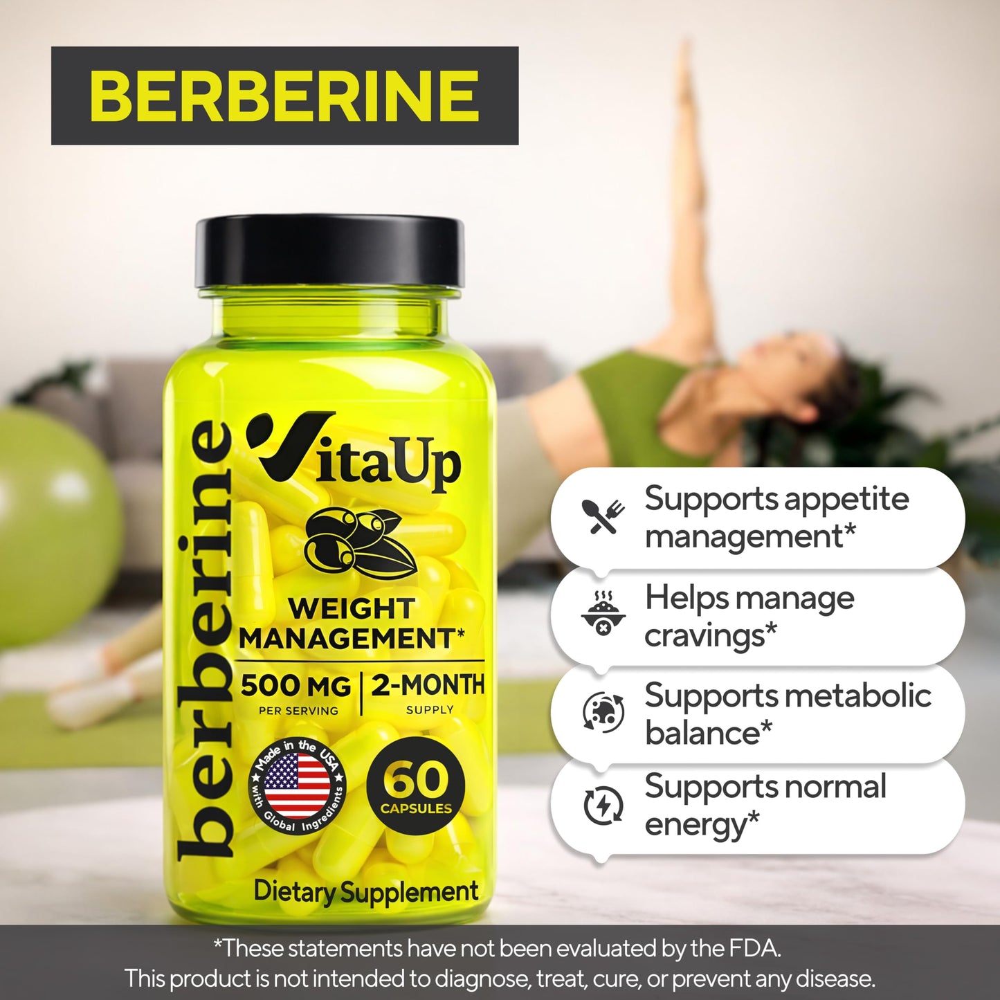 VitaUp Berberine Supplement 500mg Capsule 60 Capsules