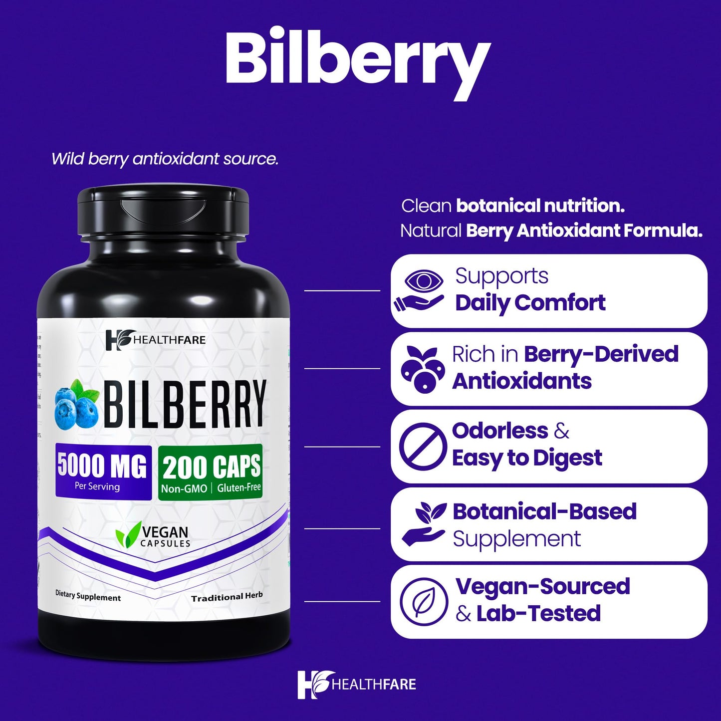 Healthfare Bilberry Supplement Capsule 200