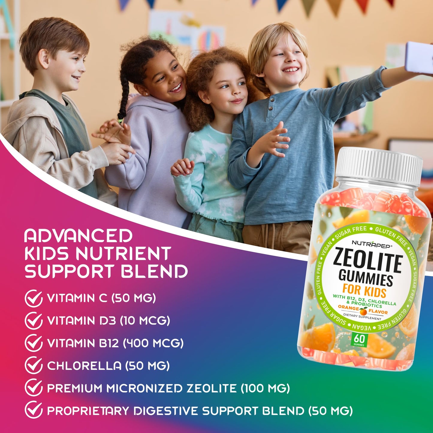 NutraPep Zeolite Detox Gummies for Kids Gummy 60 Count