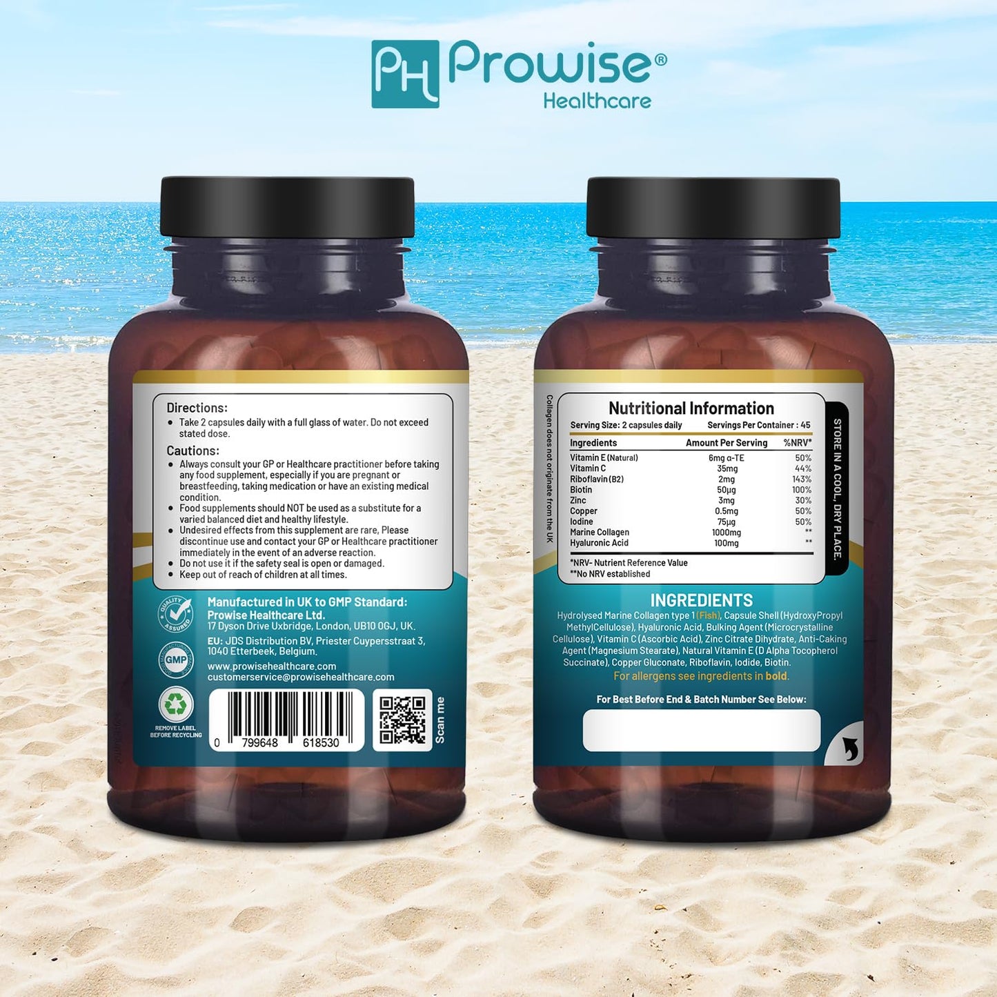 PH PROWISE Healthcare Marine Collagen with Hyaluronic Acid 1100mg, 90 Capsules