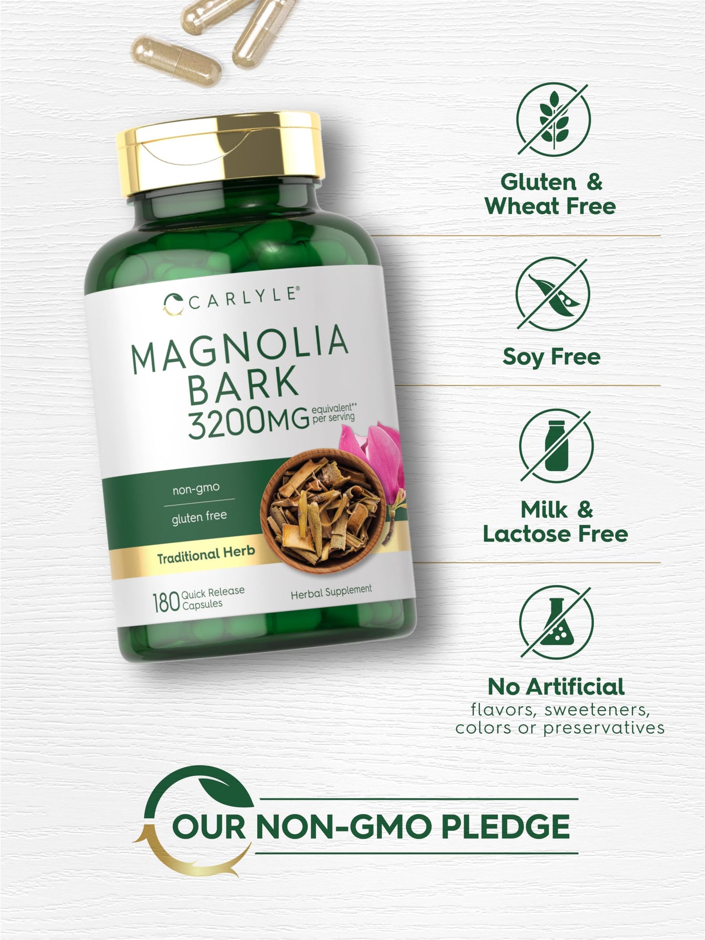Carlyle Magnolia Bark Capsules, 180 Count