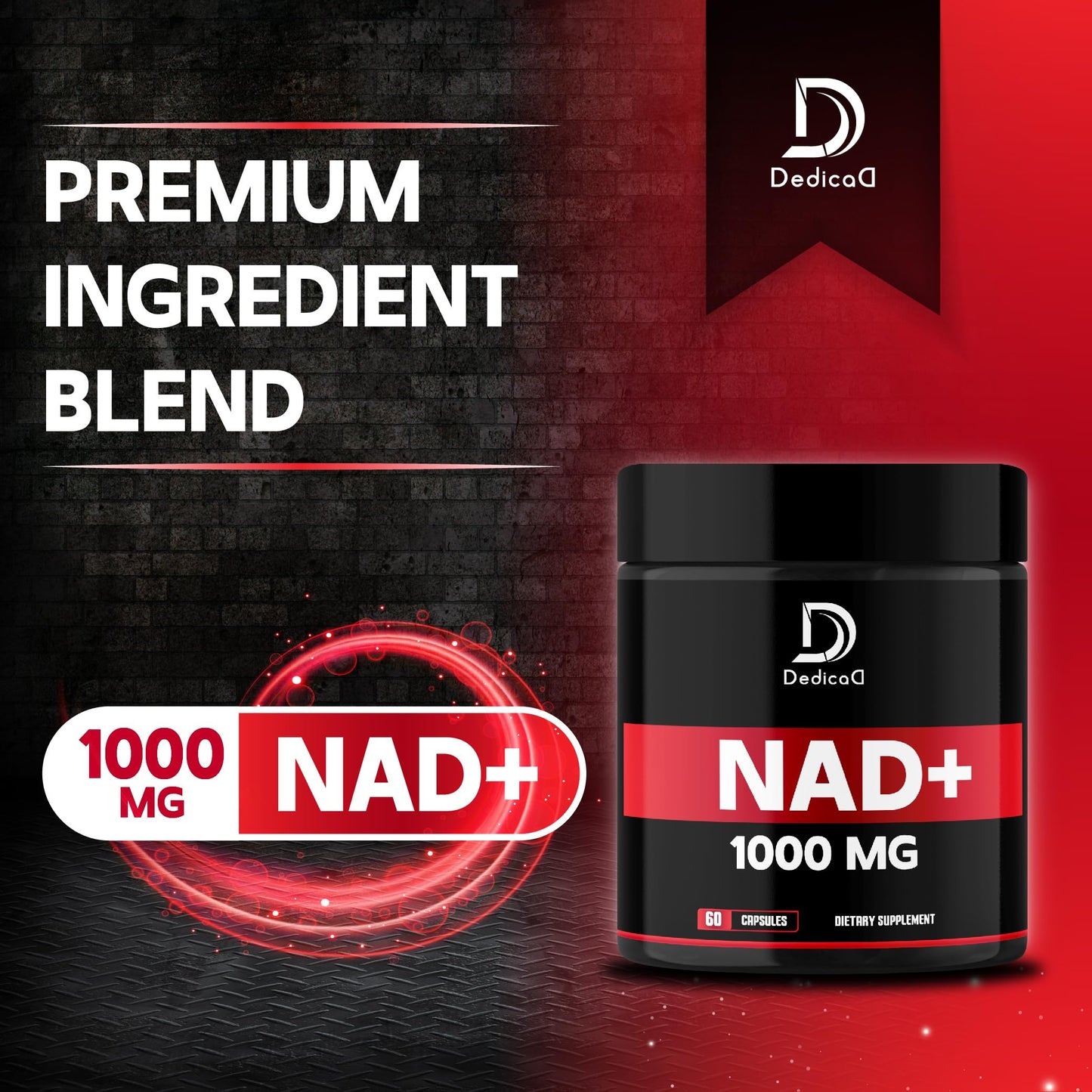 DEDICAD NAD Supplement 1000 mg, 60 Capsules