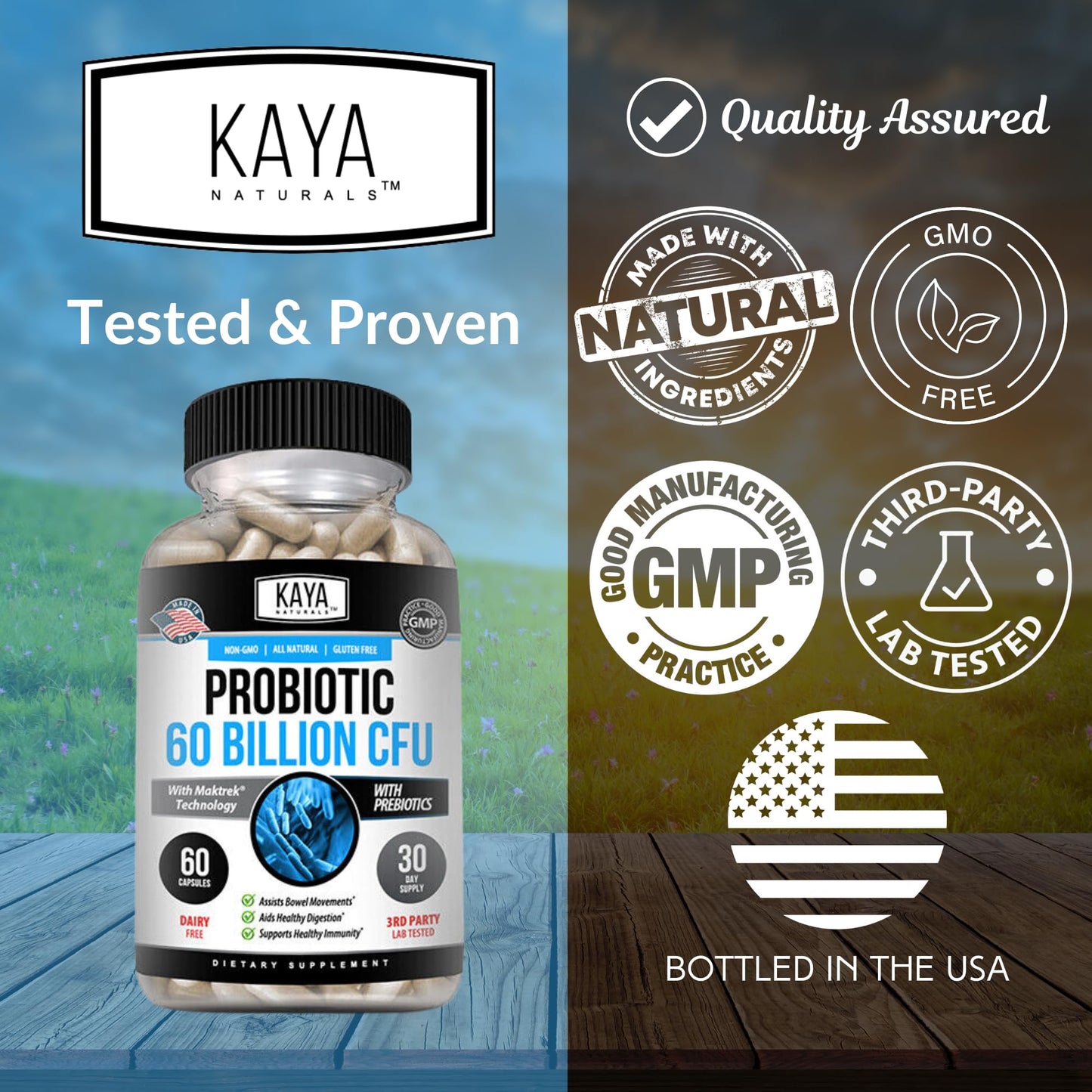 Kaya Naturals Probiotic 60 Billion CFU Capsules 60 Count