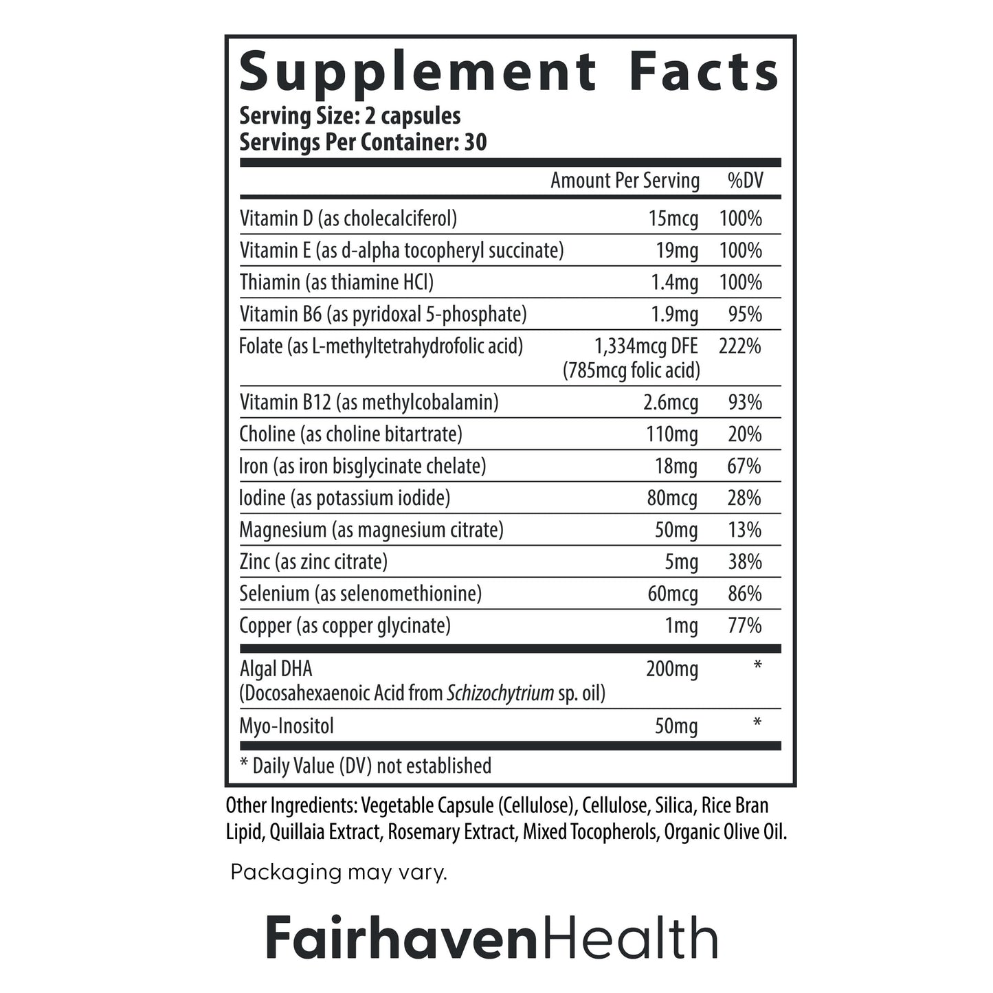Fairhaven Health Prenatal Multivitamin Essentials with DHA Capsule, 1 Capsule