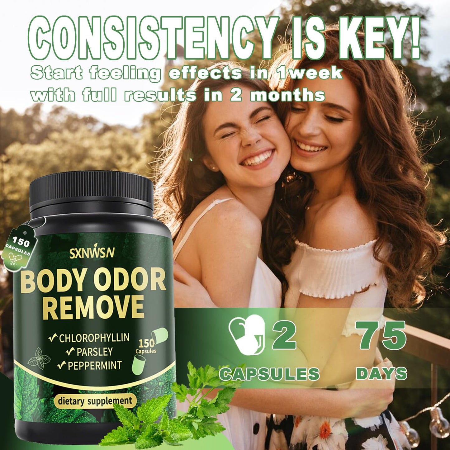 SXNWSN Body Deodorizing Supplement Chlorophyll Capsules 1 Count