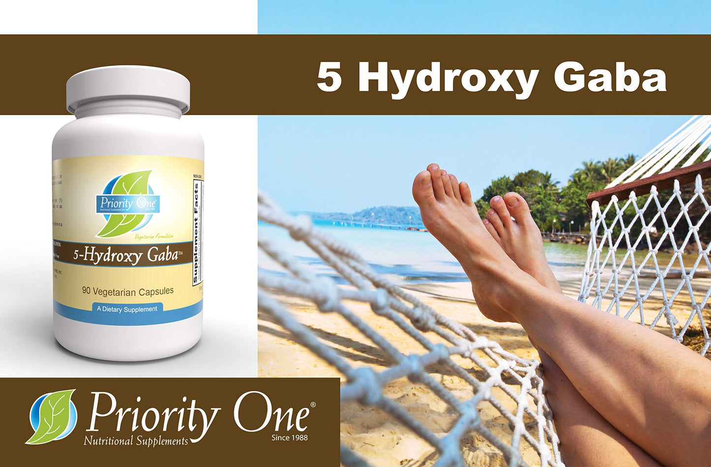 Priority One 5-Hydroxy GABA (Gamma Aminobutyric Acid) (5HTP) Capsules, 90 Count