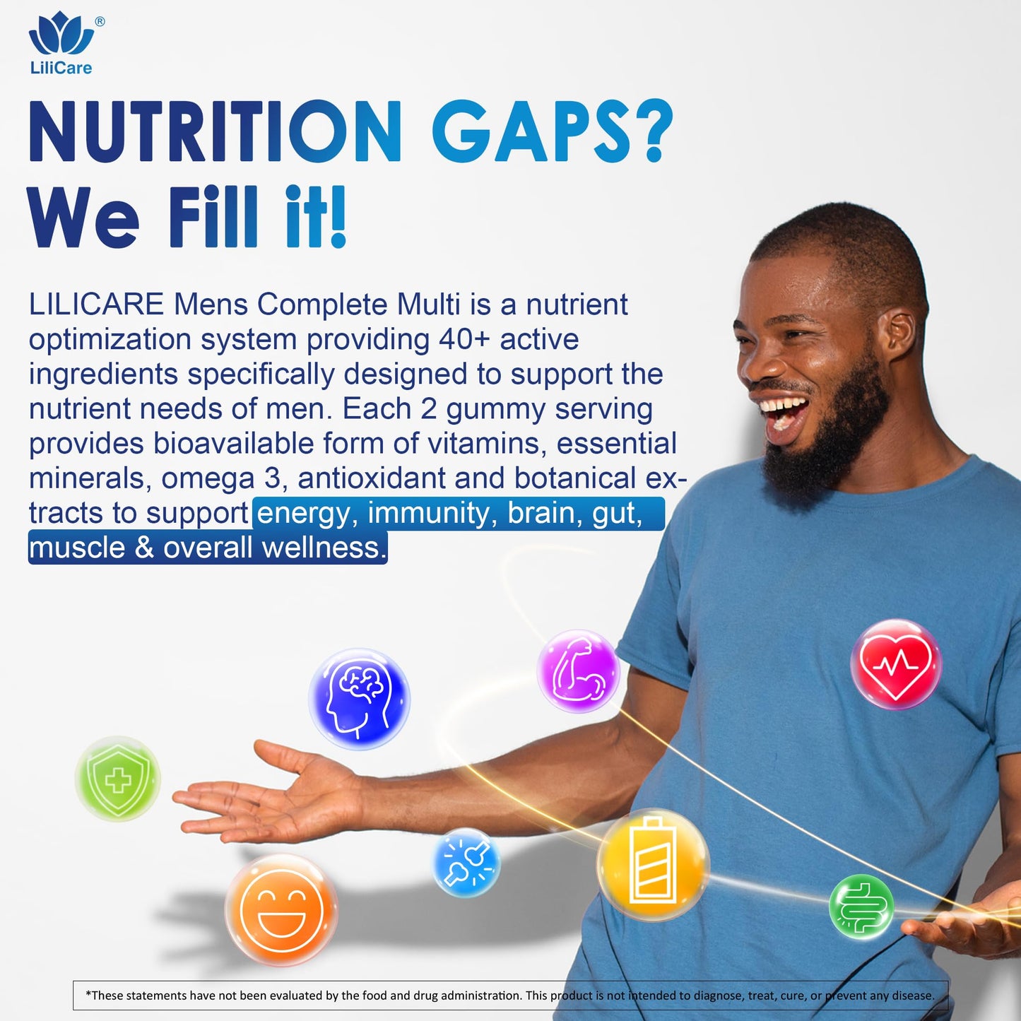 LILICARE Methylated Multivitamin Gummies + Men's Multivitamin Gummies, 120 Count
