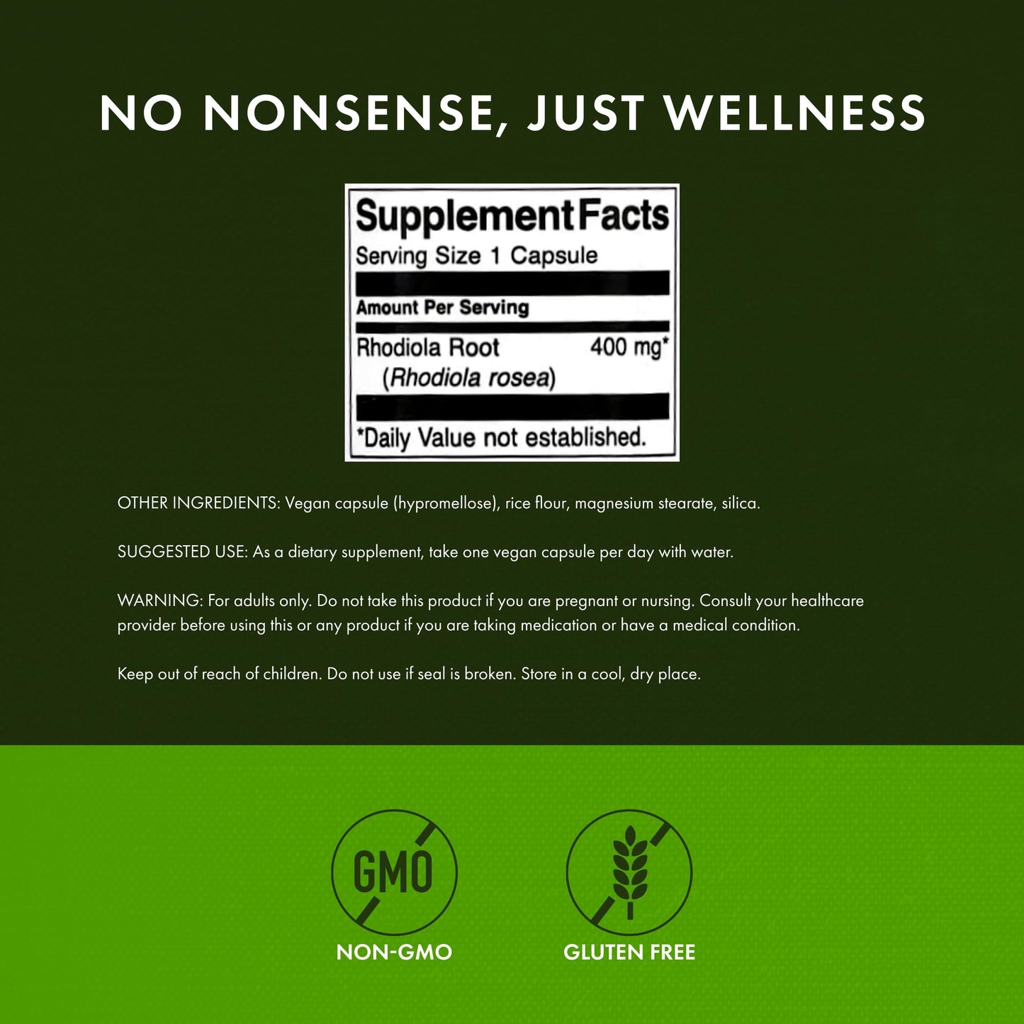 Swanson Rhodiola Rosea Root Capsule 400mg, 400 Capsules