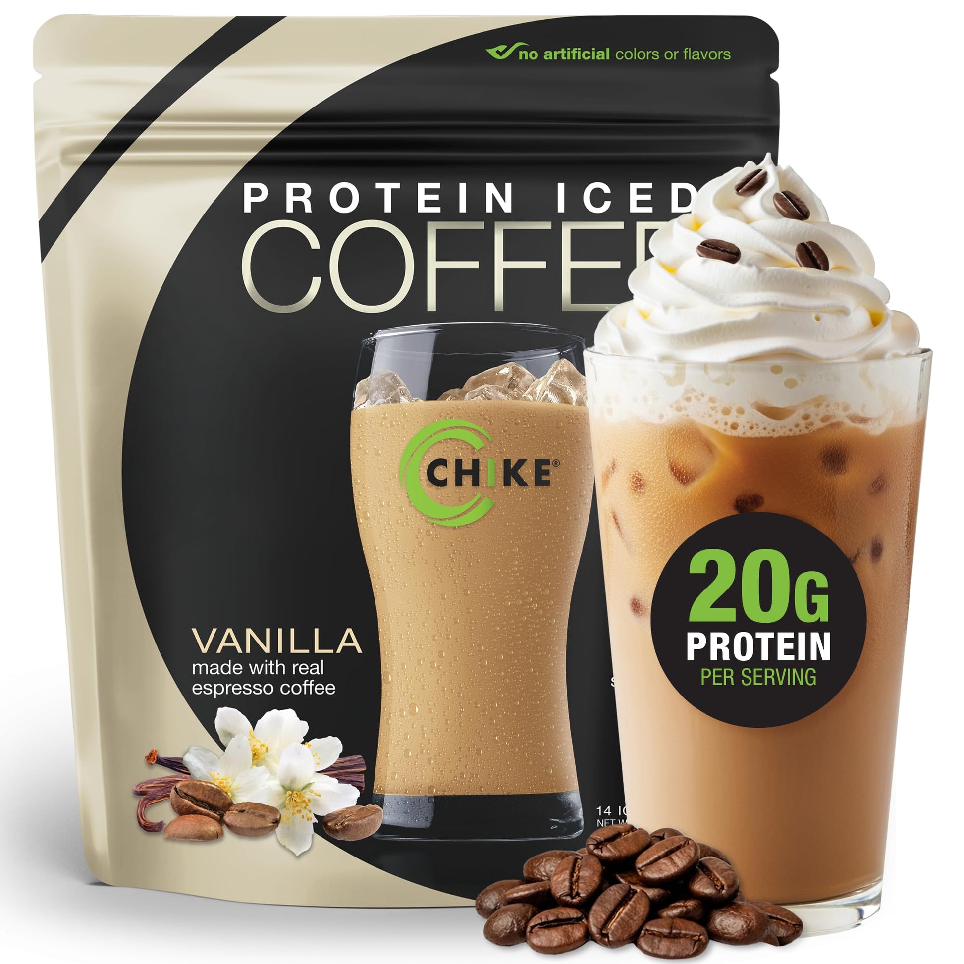 CHIKE Vanilla High Protein Iced Coffee Powder 15.8 Ounce