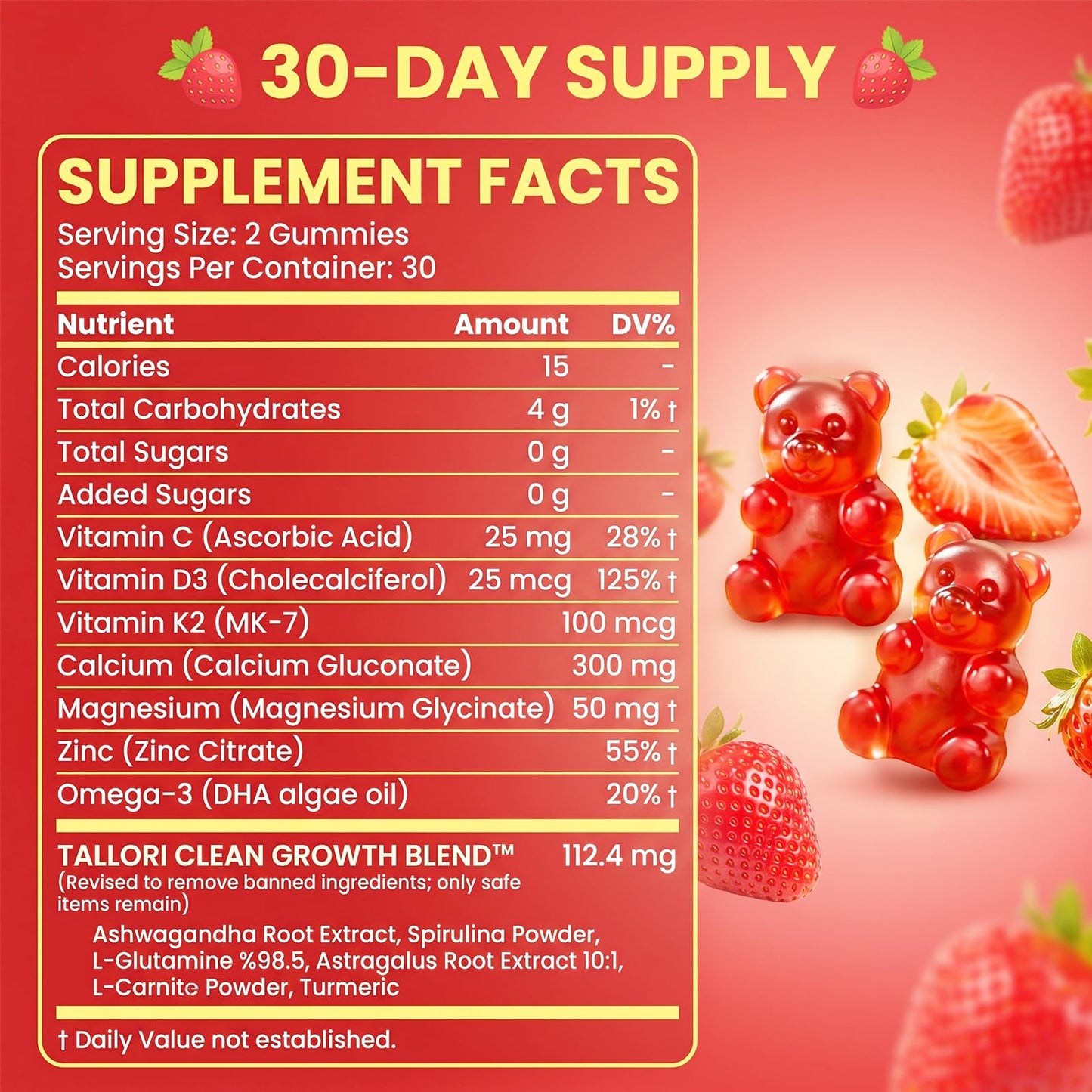 Pwkvsn Tallori Growth Gummies 60 Count