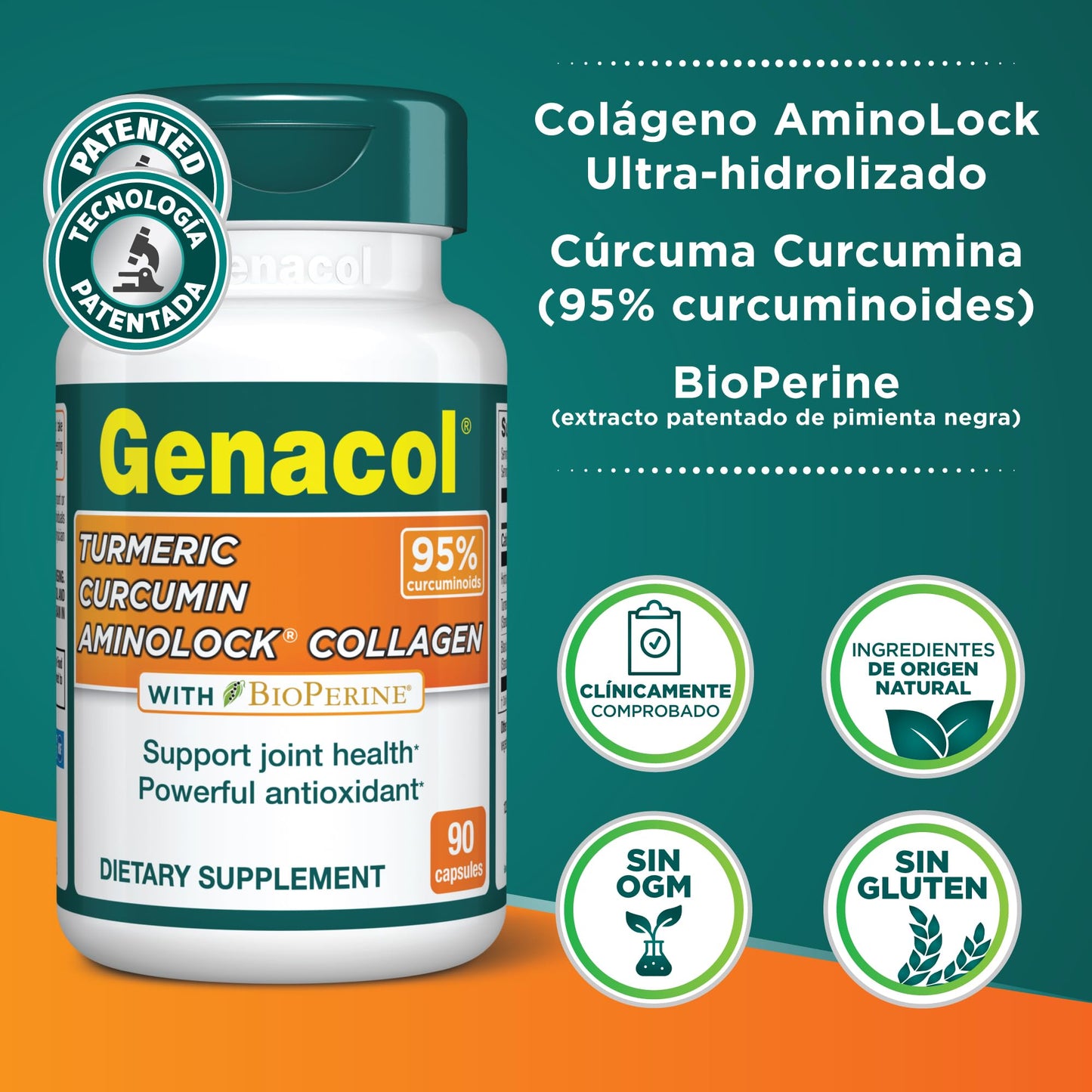 Genacol Turmeric Curcumin Joint Supplement with Collagen Capsules, 90 Capsules