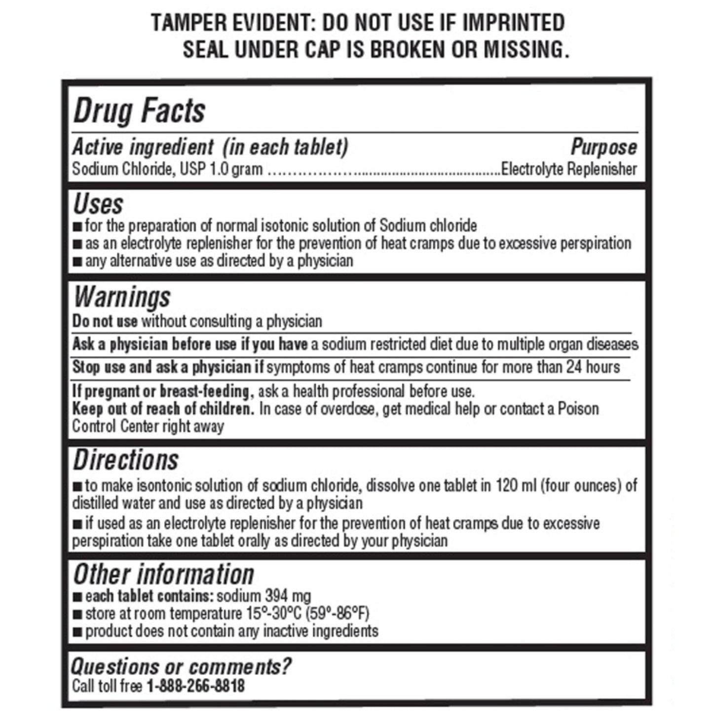 Graxcell Sodium Chloride Tablets, 100 Count