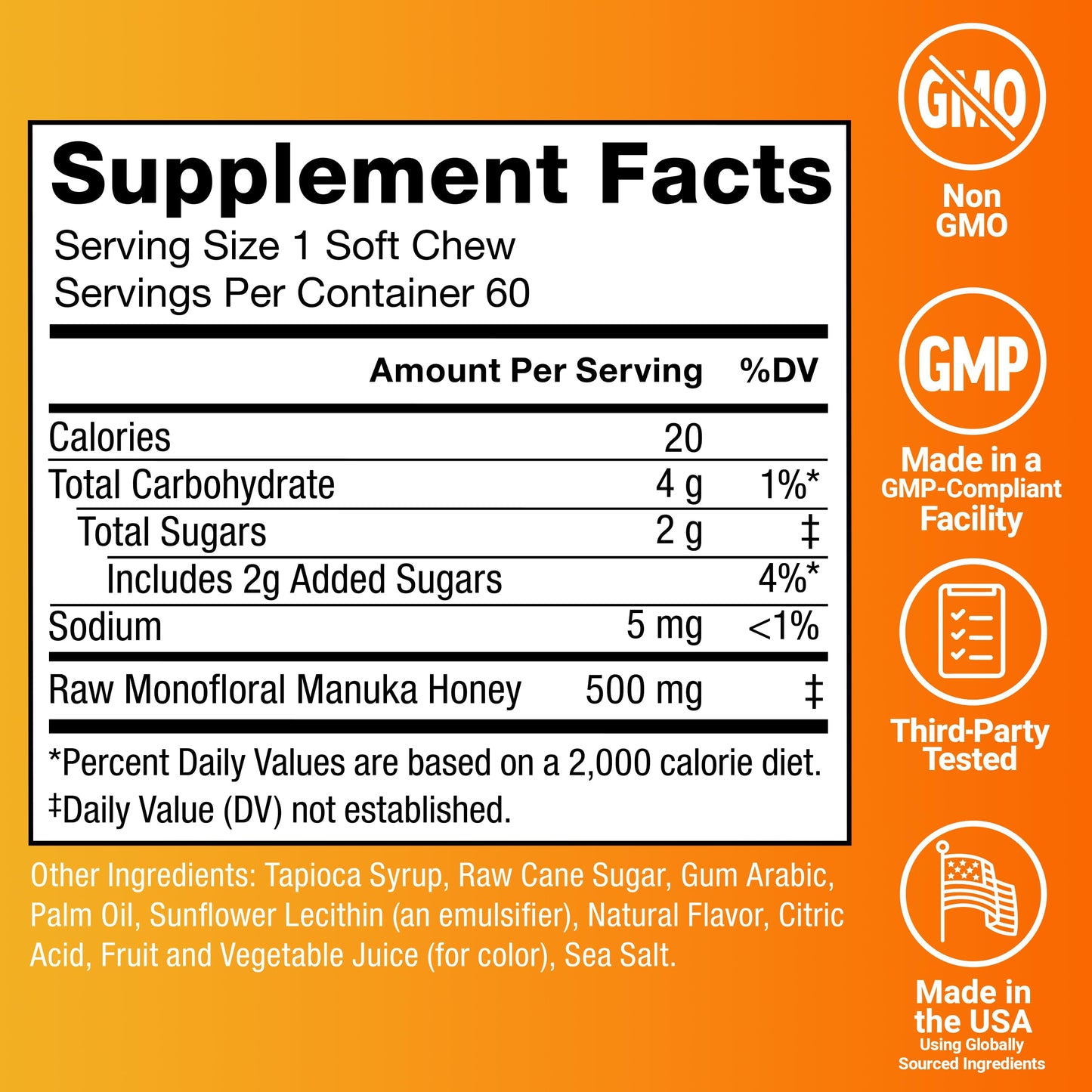 Force Factor Royal Manuka Honey Soft Chew, 60