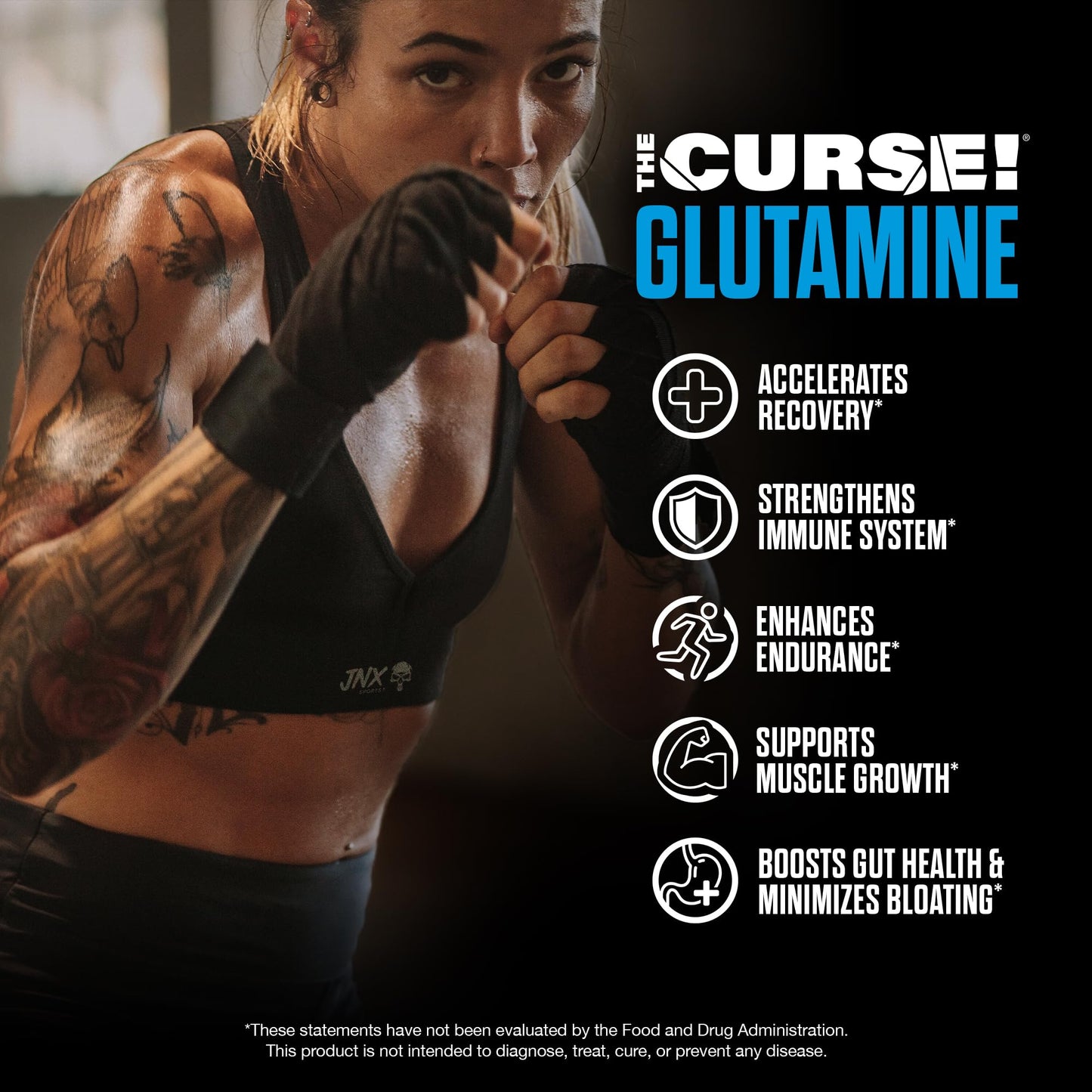 JNX SPORTS The Curse! Glutamine L-Glutamine Powder 5g, 10.6 oz