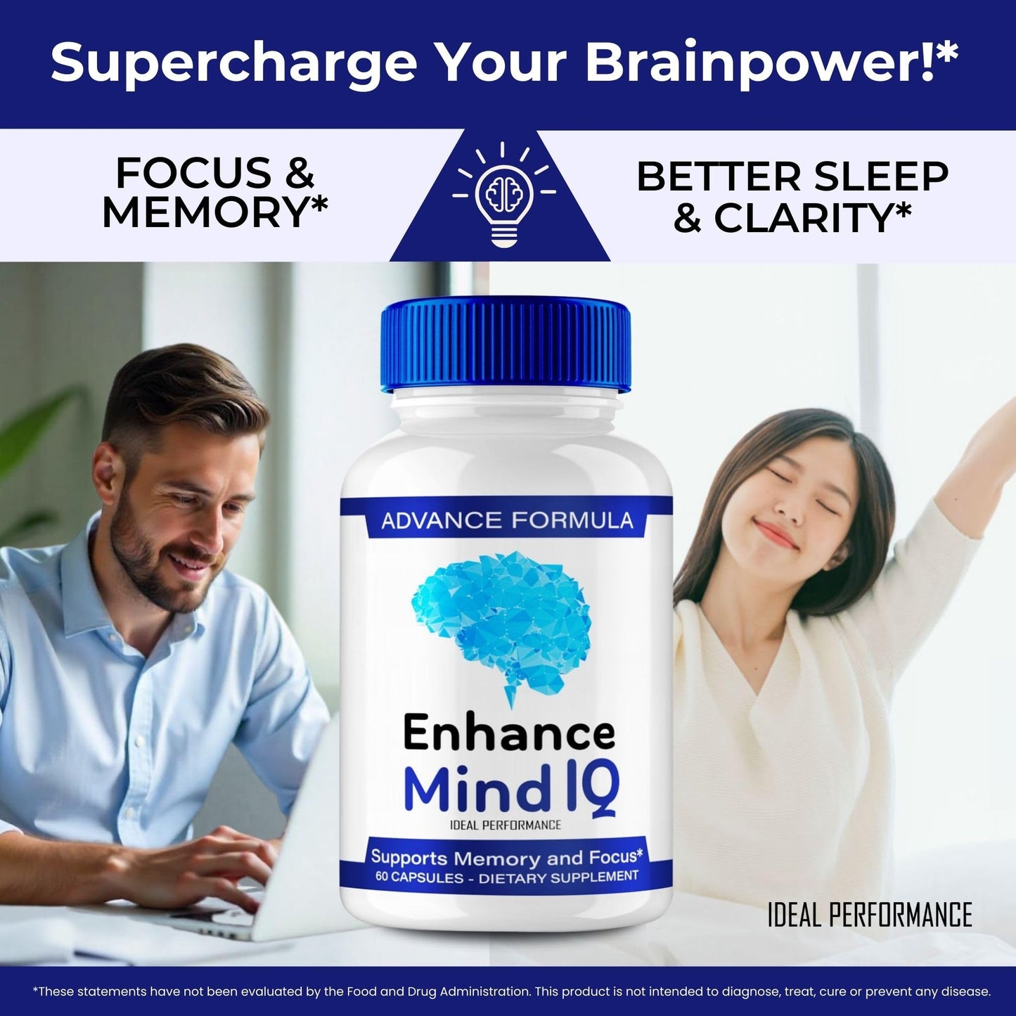 IDEAL PERFORMANCE Enhance Mind IQ Capsules, 180 Capsules