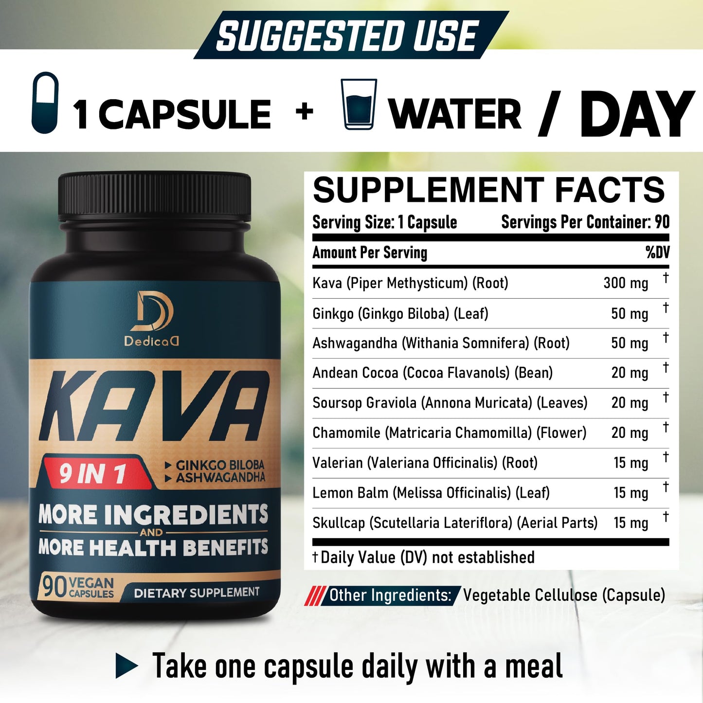 DEDICAD Kava Kava Capsules 90 Count