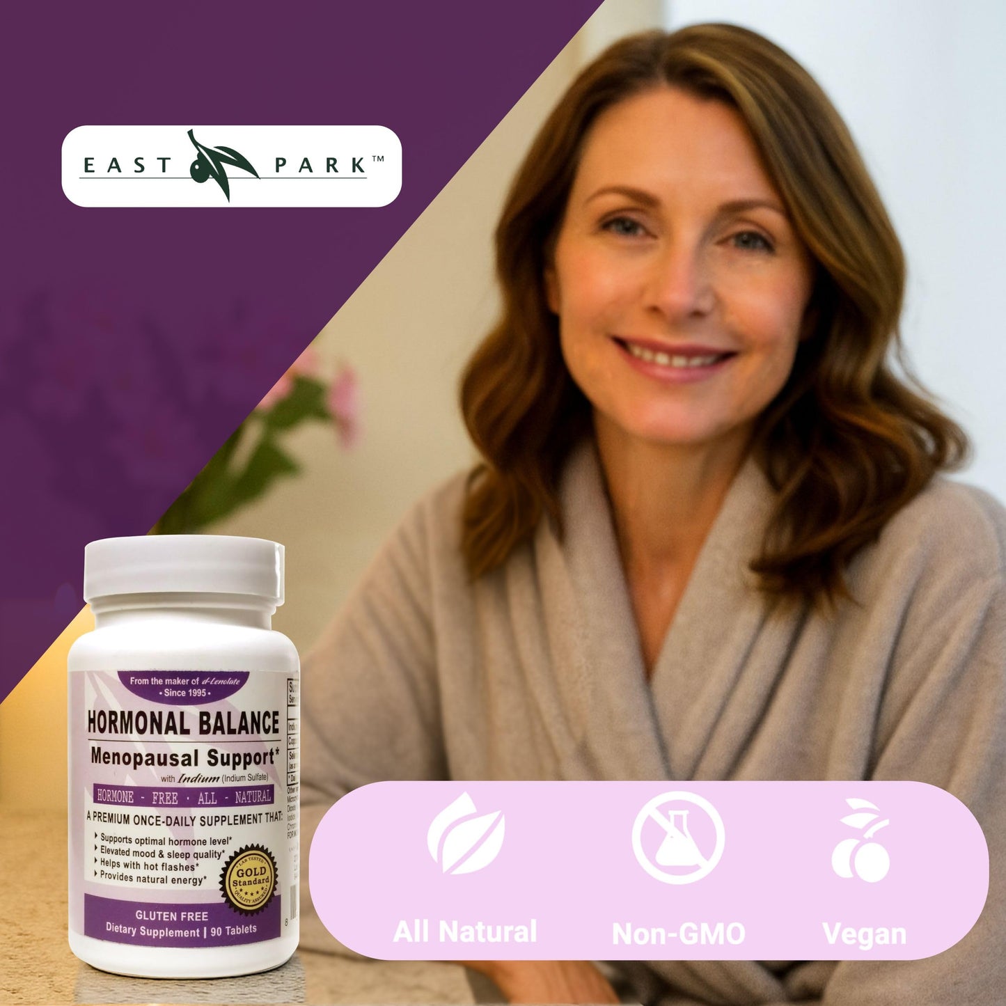 EAST PARK Menopause Support Supplement with Indium – Women's Daily Trace Mineral Blend with Zinc, Selenium & Copper – Dietary Supplement Tablets, 90 Count