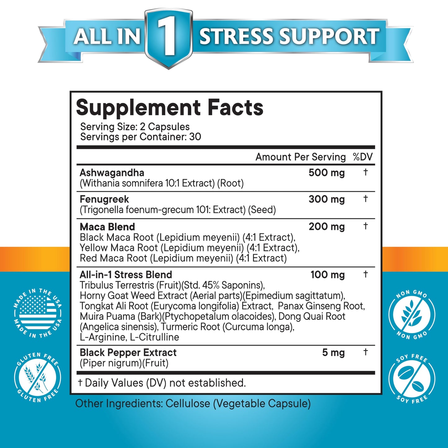 NEW AGE Ashwagandha Maca Root Fenugreek Tongkat Ali Ginseng Capsule 120