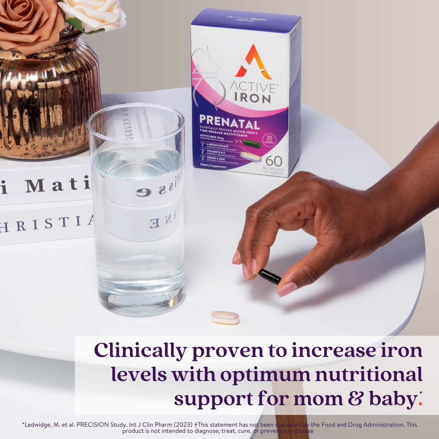 ACTIVEIRON Active Iron Supplement 25mg + Prenatal Multivitamin, Capsule, 60 Count