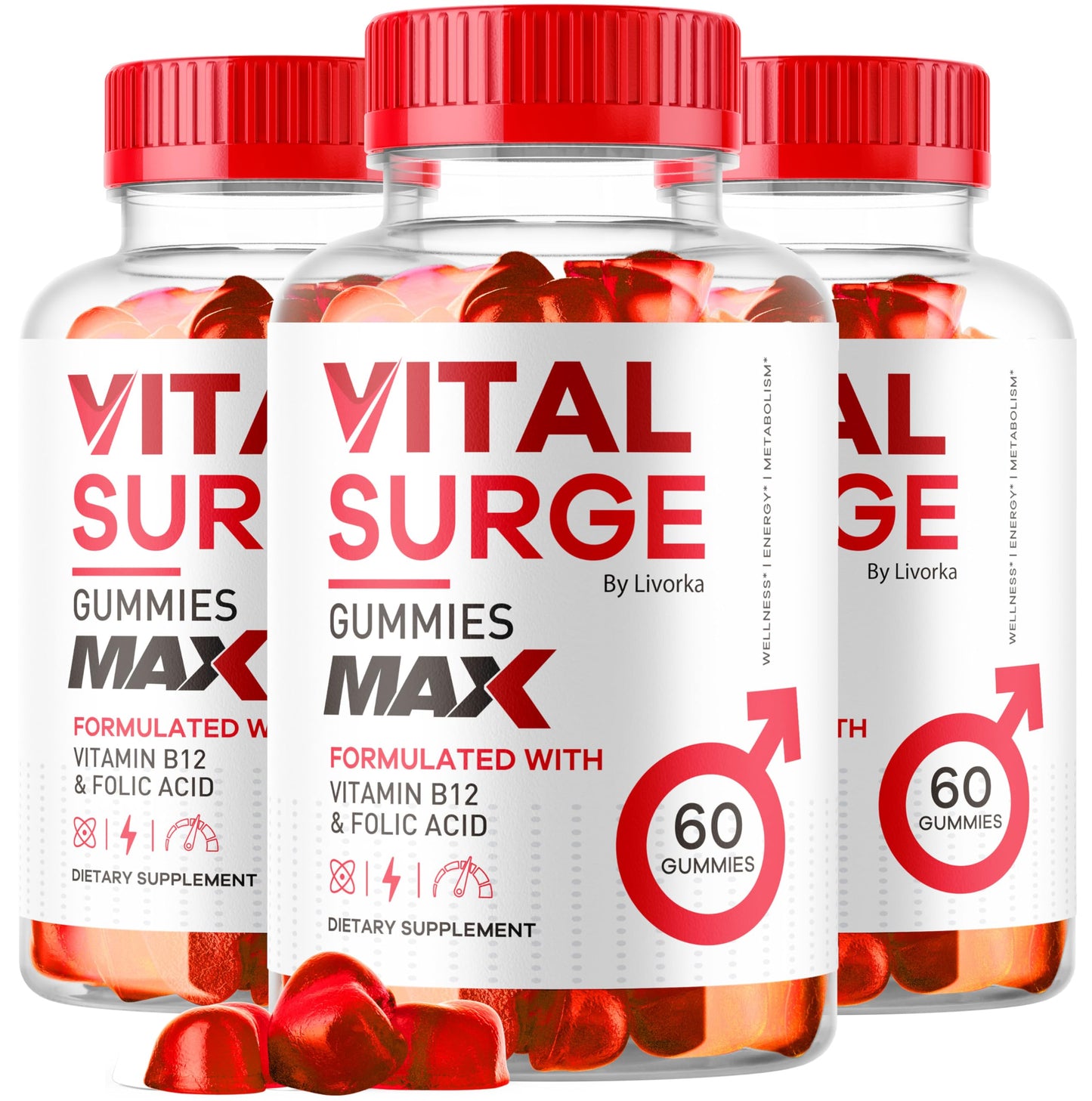 LIVORKA Vital Surge for Men Gummies, 180 Gummies