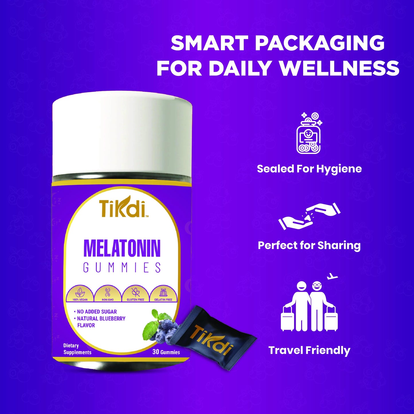 TIKDI Melatonin 5mg Gummy, 30 Count