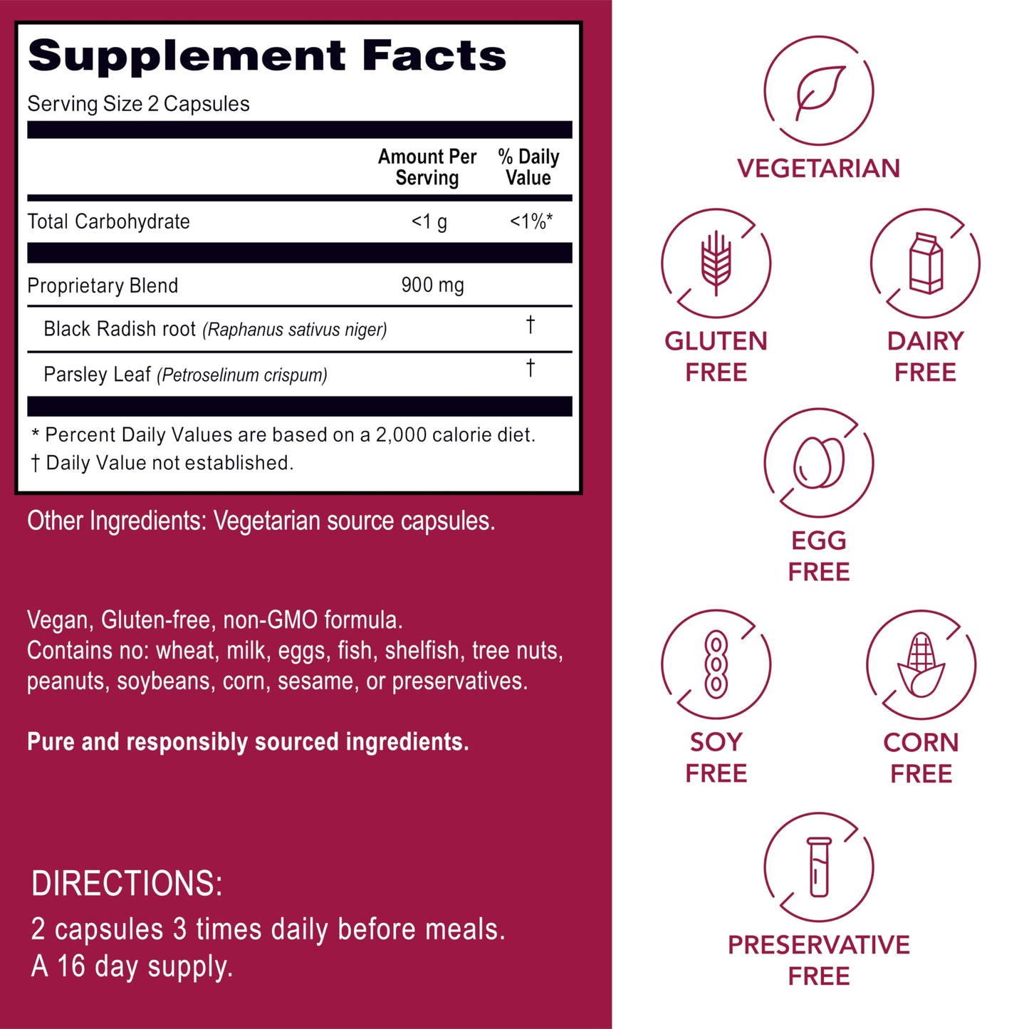 Kroeger Herb Products Black Radish and Parsley Supplement Capsule 100 Count