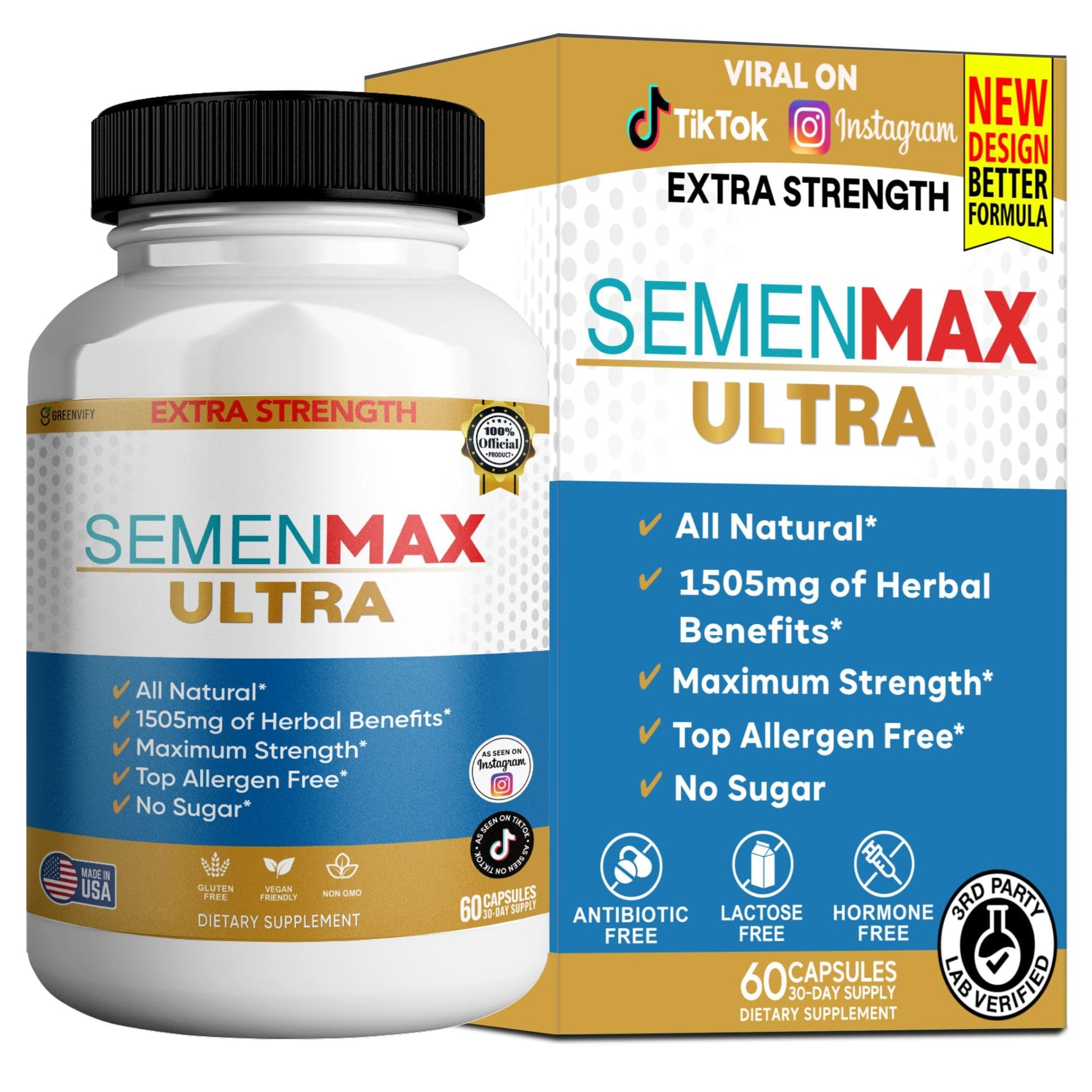 GREENVIFY Semenmax Ultra Organic Maca Root Complex Capsules 60
