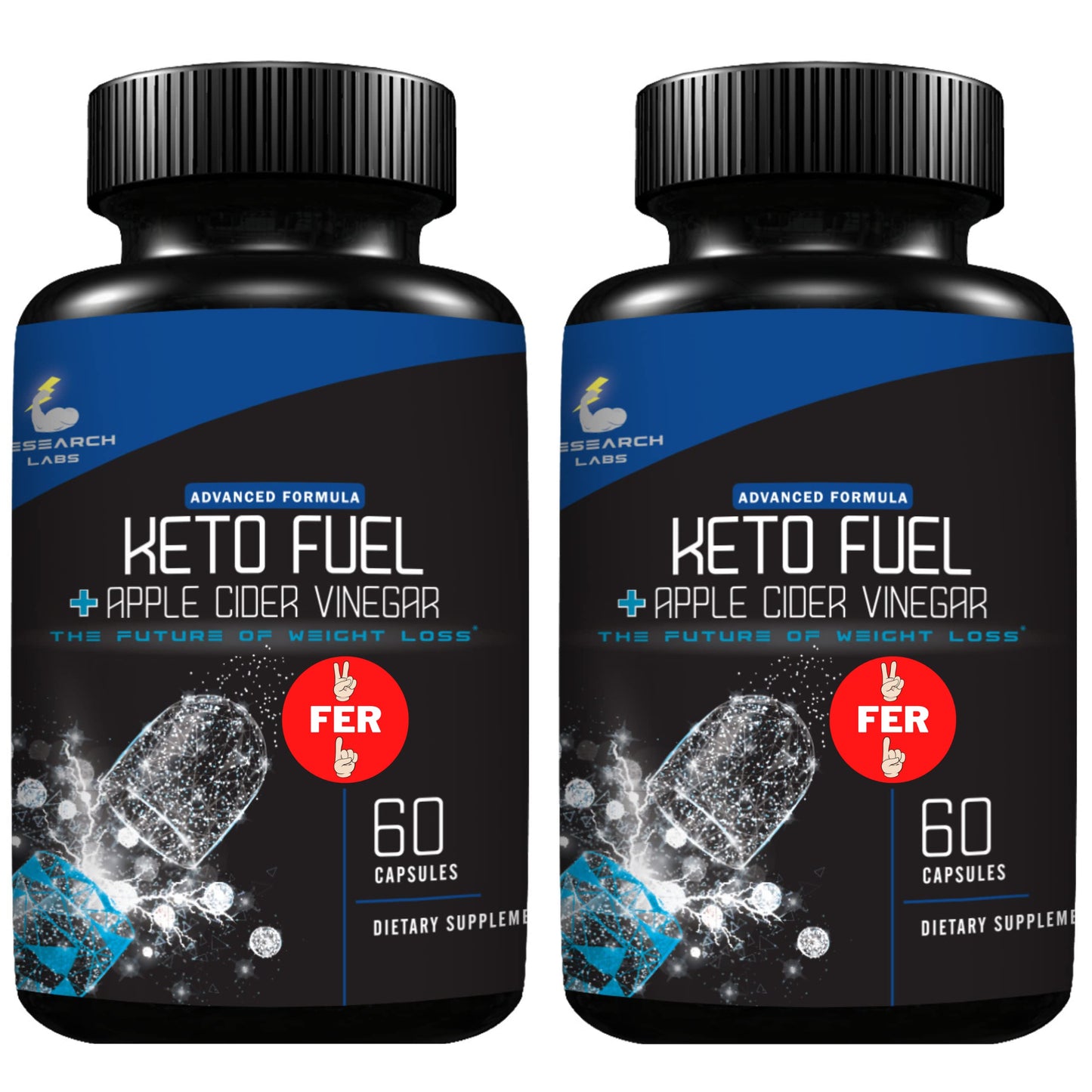Research Labs Ad Keto Diet Pills Detox & Support with Apple Cider Vinegar, 120 Capsules